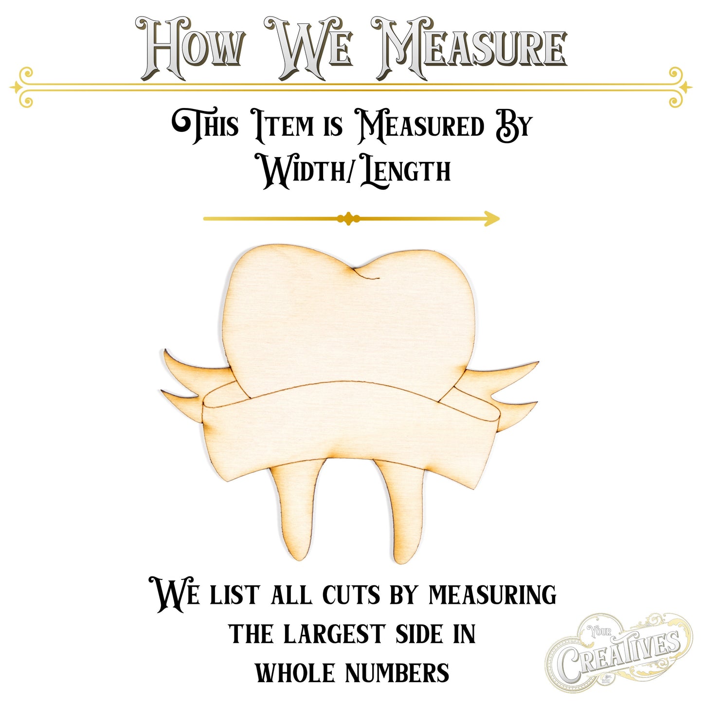 Tooth With Banner-Various Sizes-Dental Tooth-DIY Crafts-Tooth Wood Cutout-Party Favors-Dentist Gifts-Wood cutout-Office Decor-Dentist Decor