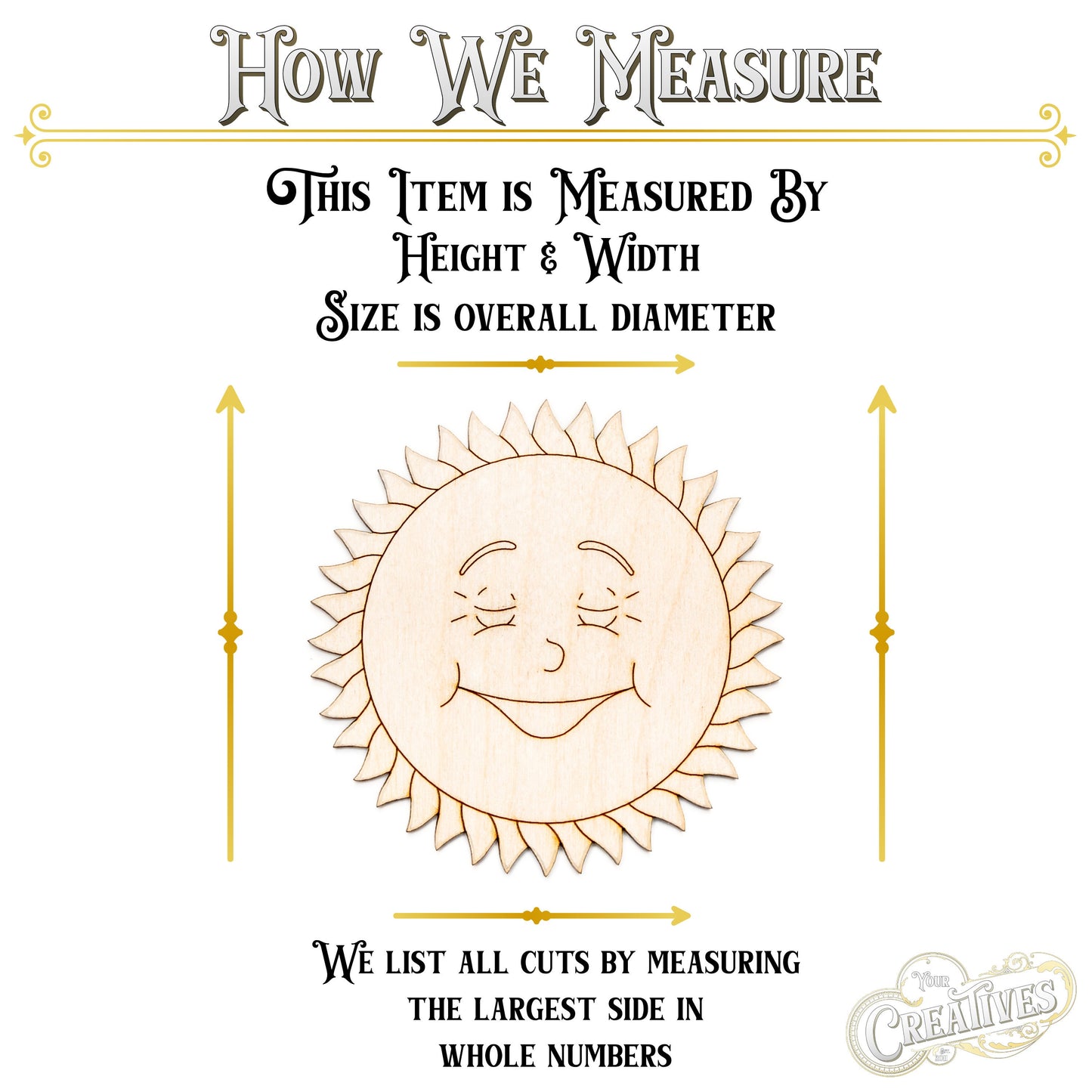 Happy Sun-Detail Wood Cutout-Two Design options-Summer Sun Theme Decor-Two Face Options-Various Sizes-DIY Crafts-Cartoon Sun-Sunny Theme