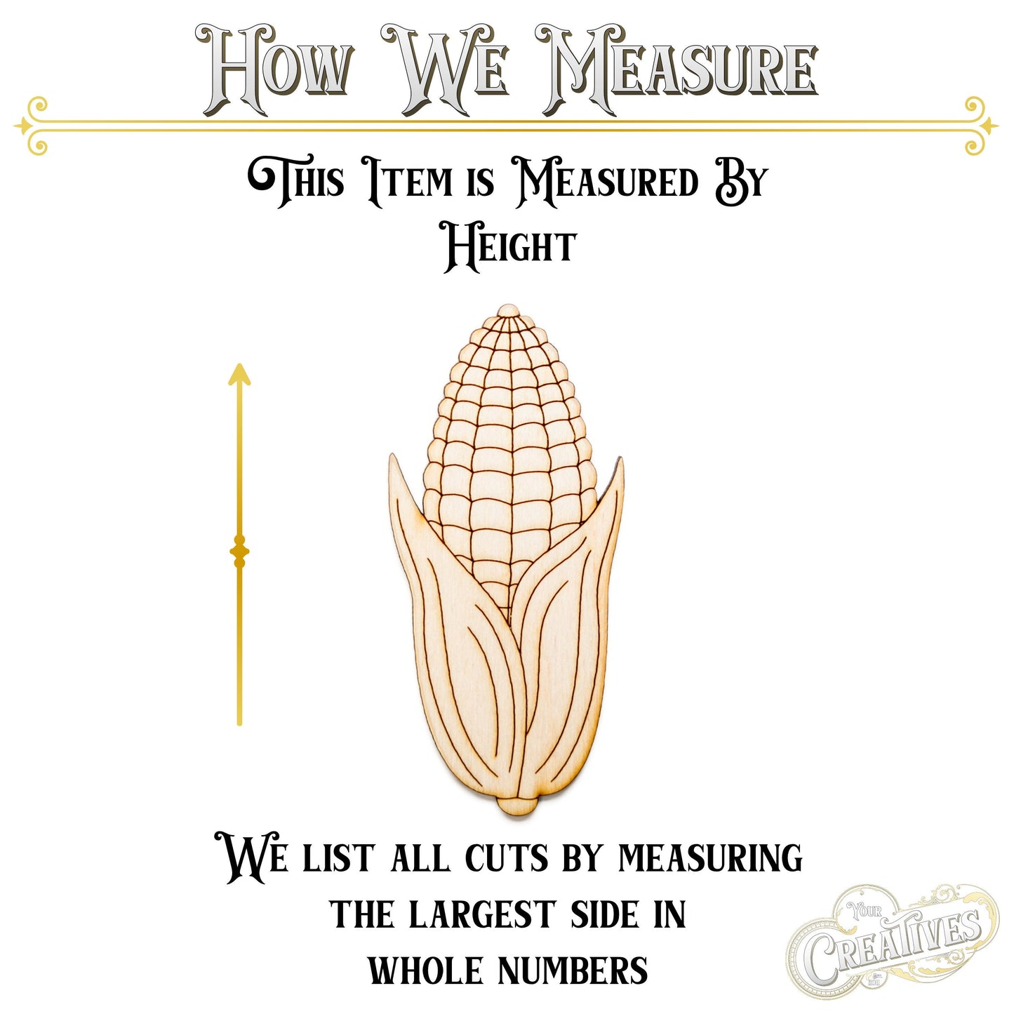Corn Wood Cutout-Detail Line Etch-Harvest Wood Decor-Various Sizes-DIY Food Crafts-Corn Decor-Vegetable Wood Decor-Food Theme Wood Shapes