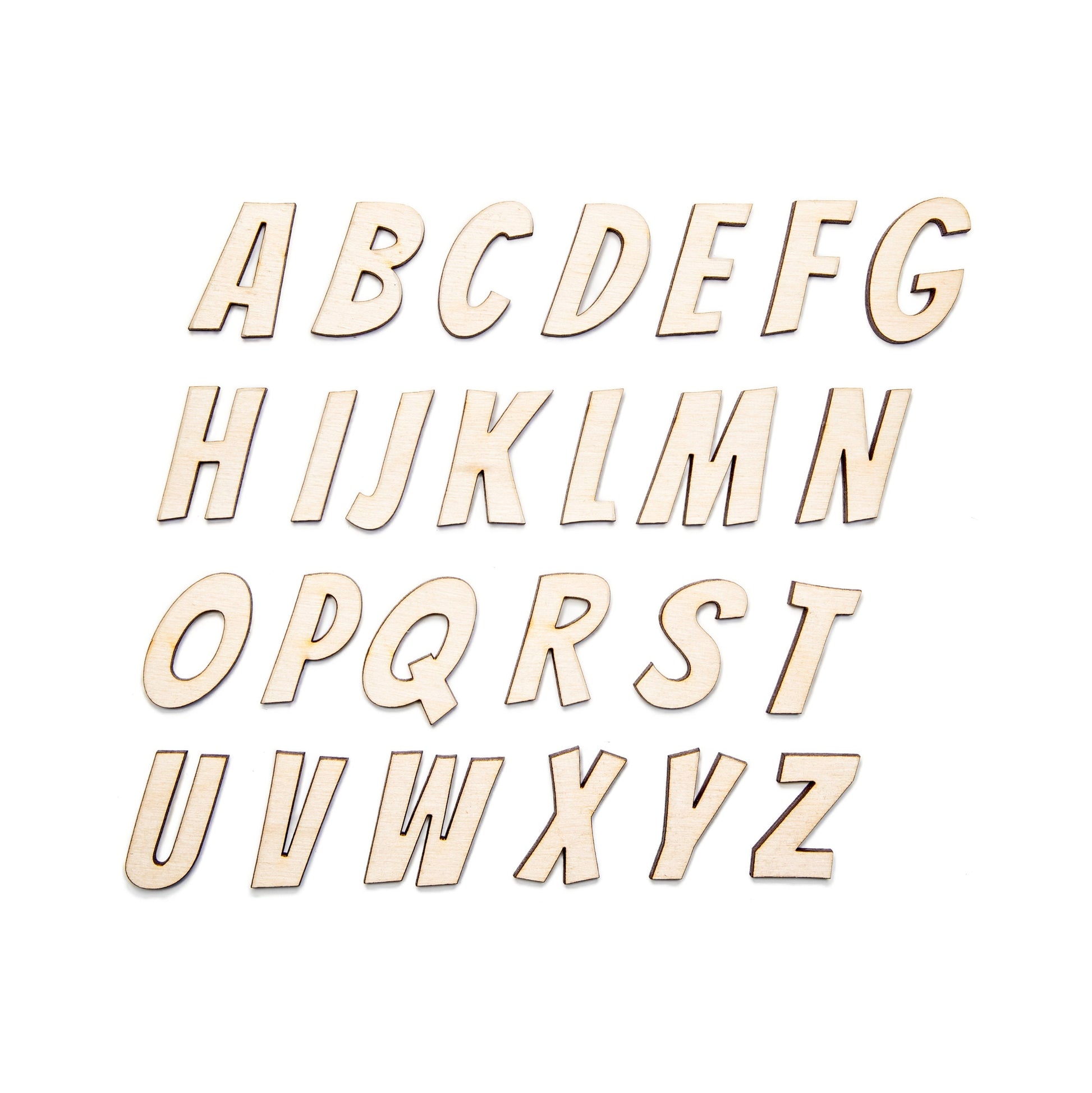 Comic Alphabet Letters Wood Cutout - Laser Cut Unfinished Craft Shape - Multiple Sizes