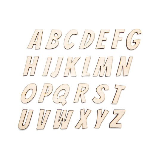 Comic Alphabet Letters Wood Cutout - Laser Cut Unfinished Craft Shape - Multiple Sizes