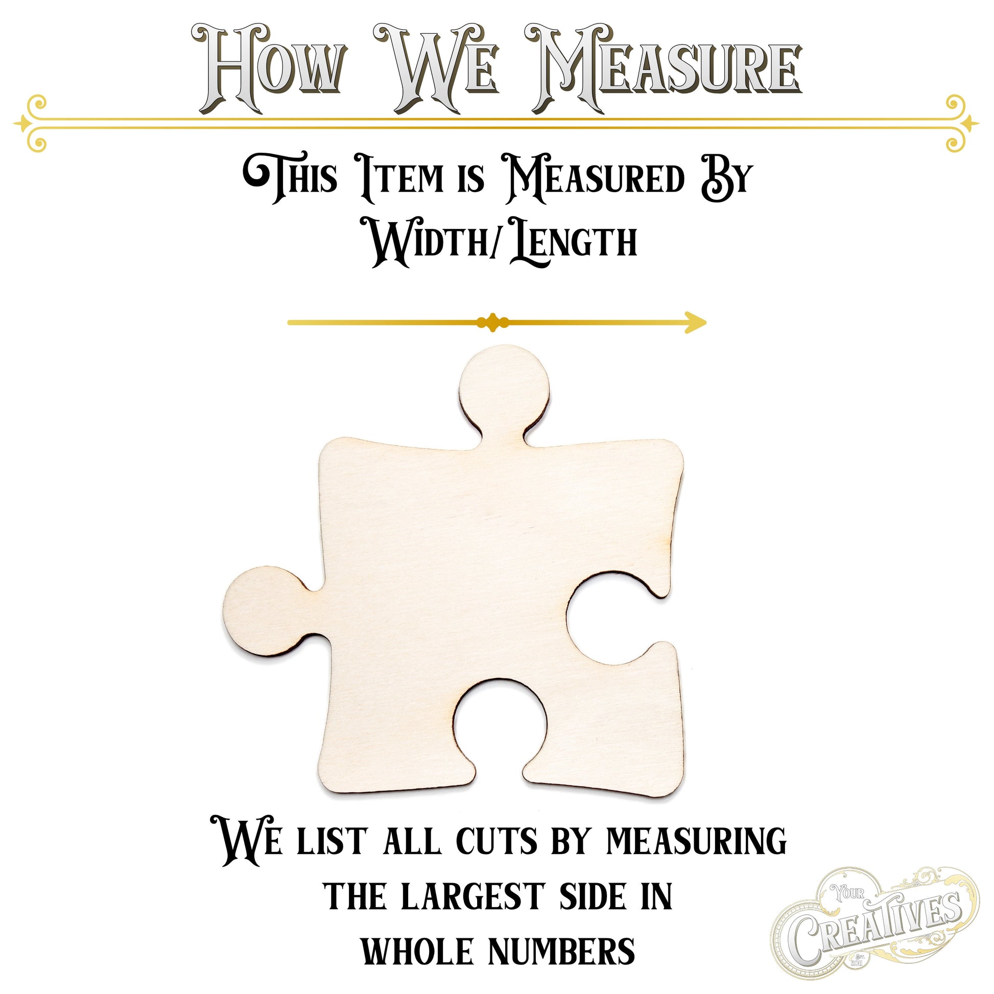 Puzzle Piece Wood Cutout - Laser Cut Unfinished Craft Shape - Multiple Sizes