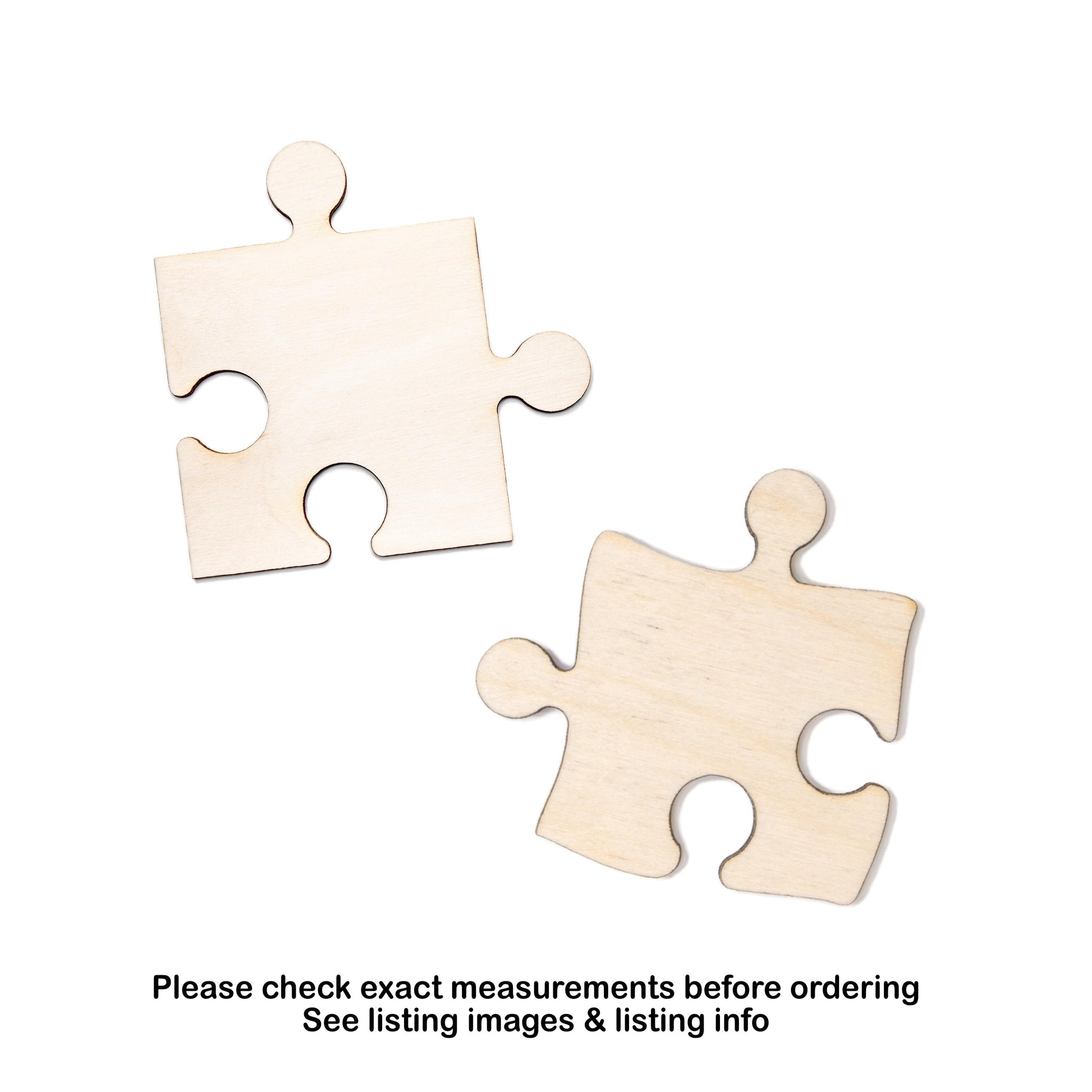 Puzzle Piece Wood Cutout - Laser Cut Unfinished Craft Shape - Multiple Sizes