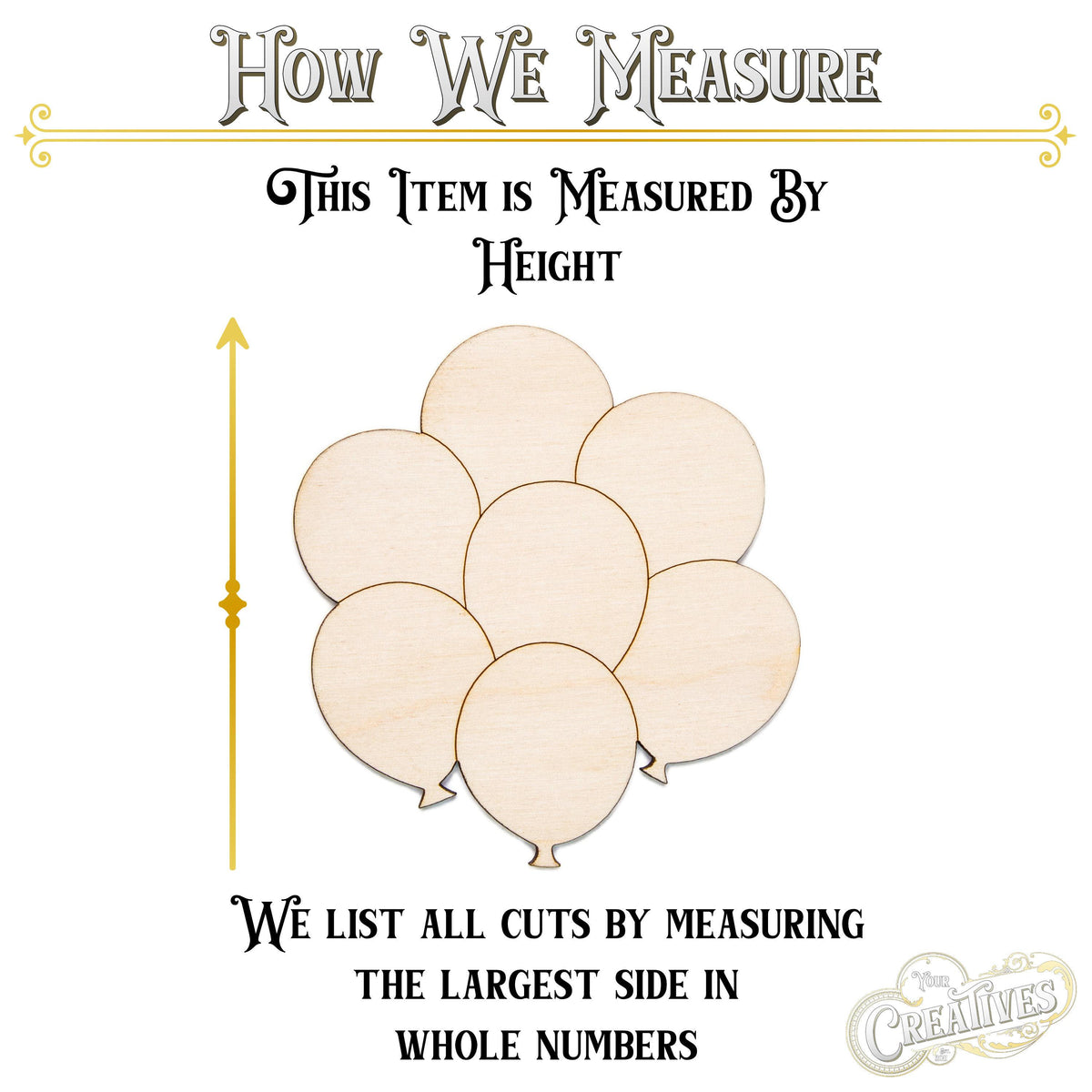 Balloon Bunch Wood Cutout - Laser Cut Unfinished Craft Shape - Multiple Sizes