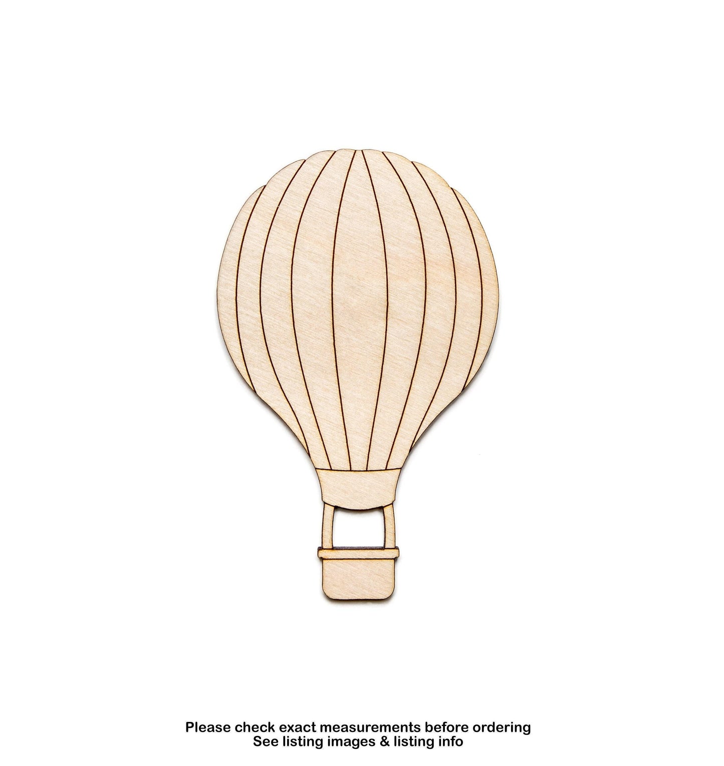 Vintage Air Balloon Detailed Wood Cutout - Laser Cut Unfinished Craft Shape - Multiple Sizes