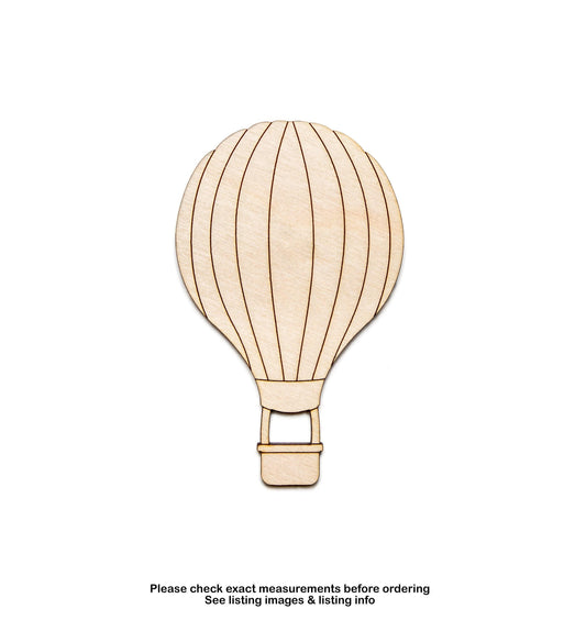 Vintage Air Balloon Detailed Wood Cutout - Laser Cut Unfinished Craft Shape - Multiple Sizes