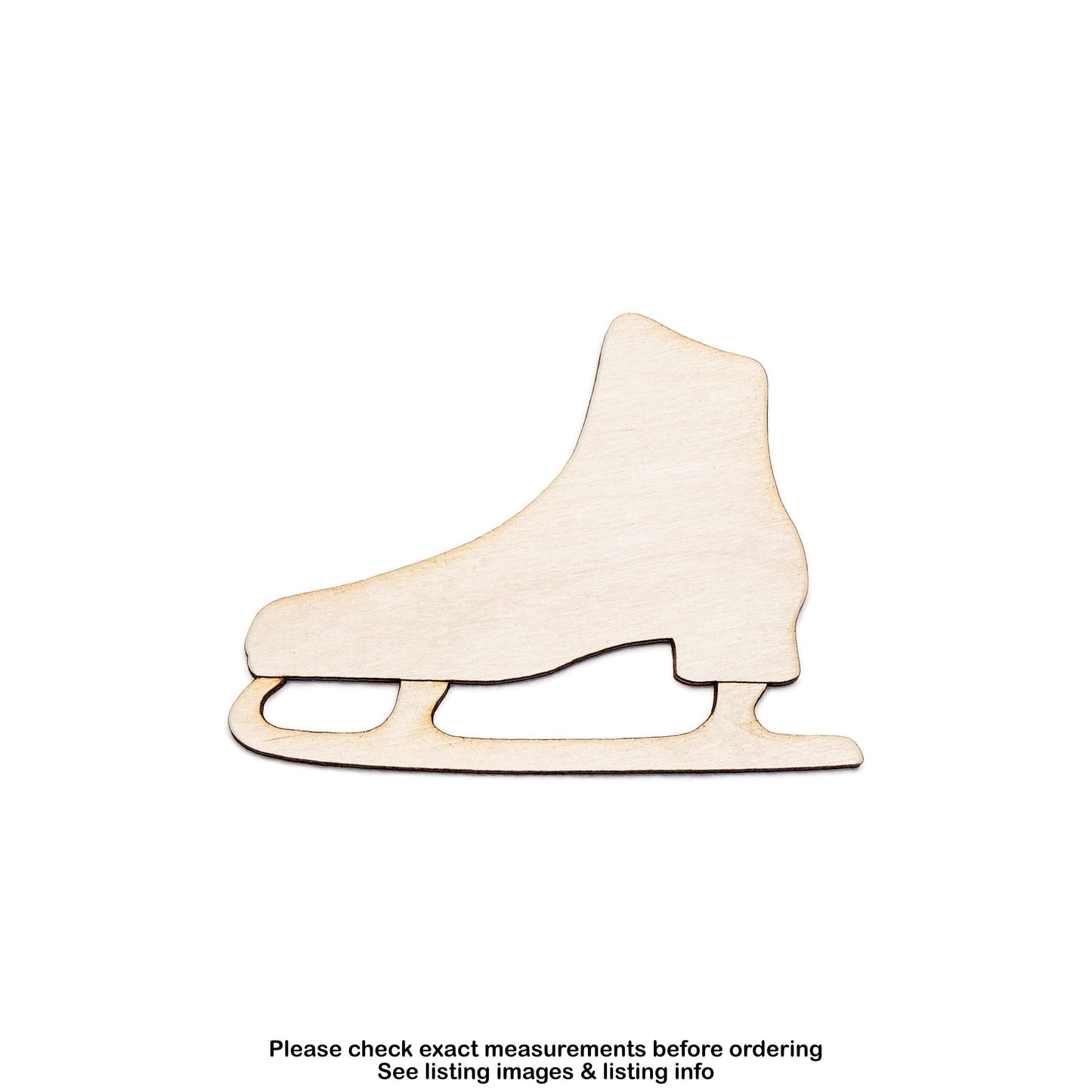Ice Skate Blank Wood Cutout - Laser Cut Unfinished Craft Shape - Multiple Sizes