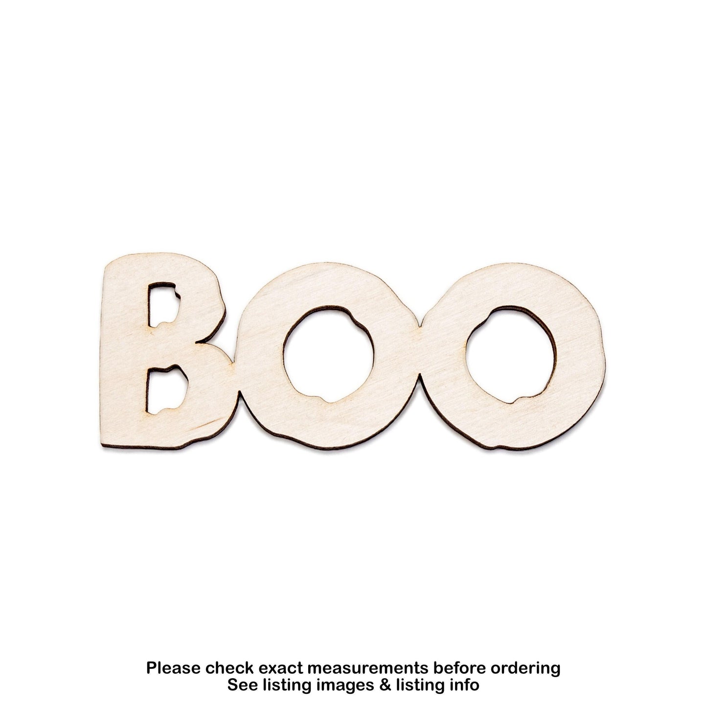 Boo Word Wood Cutout - Laser Cut Unfinished Craft Shape - Multiple Sizes