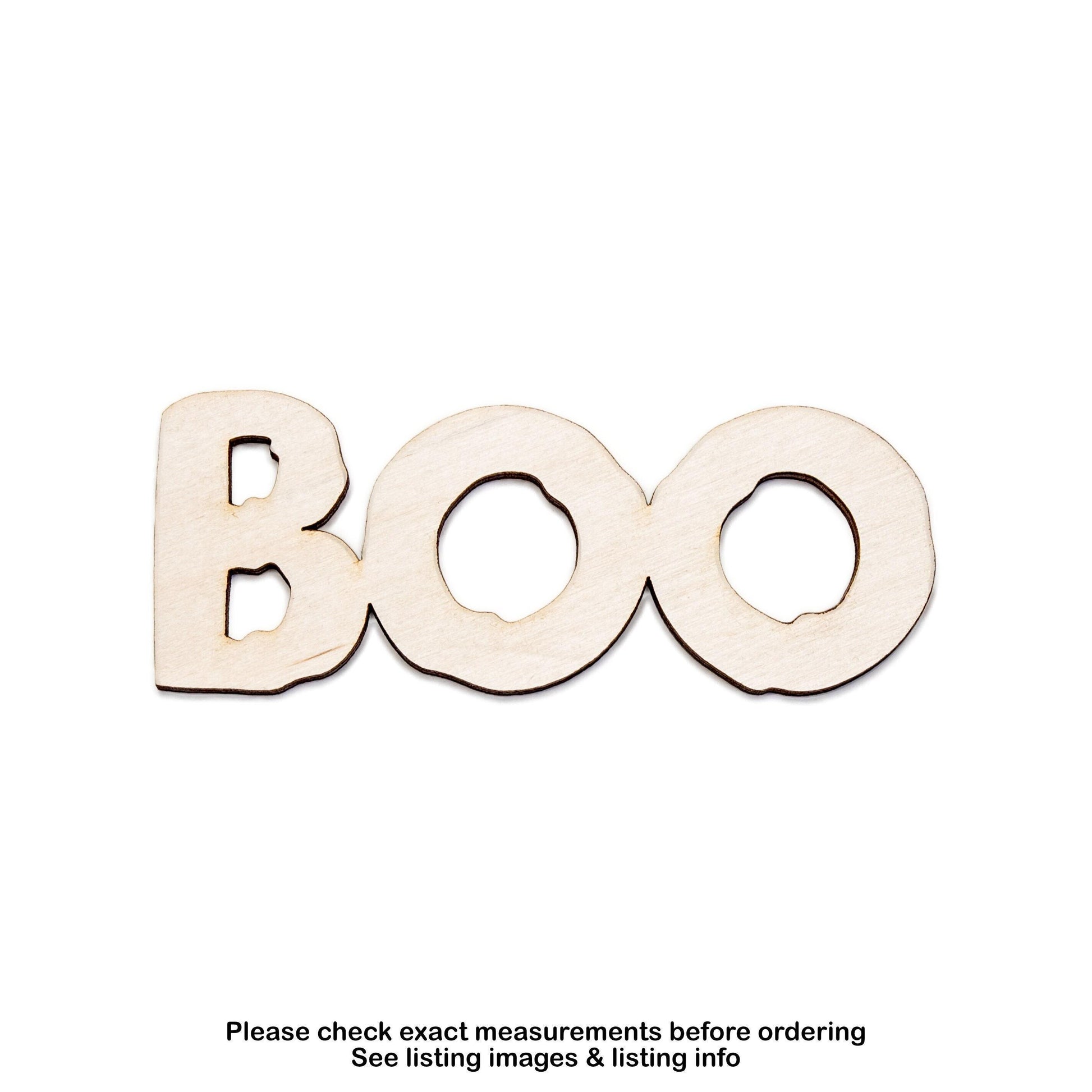 Boo Word Wood Cutout - Laser Cut Unfinished Craft Shape - Multiple Sizes