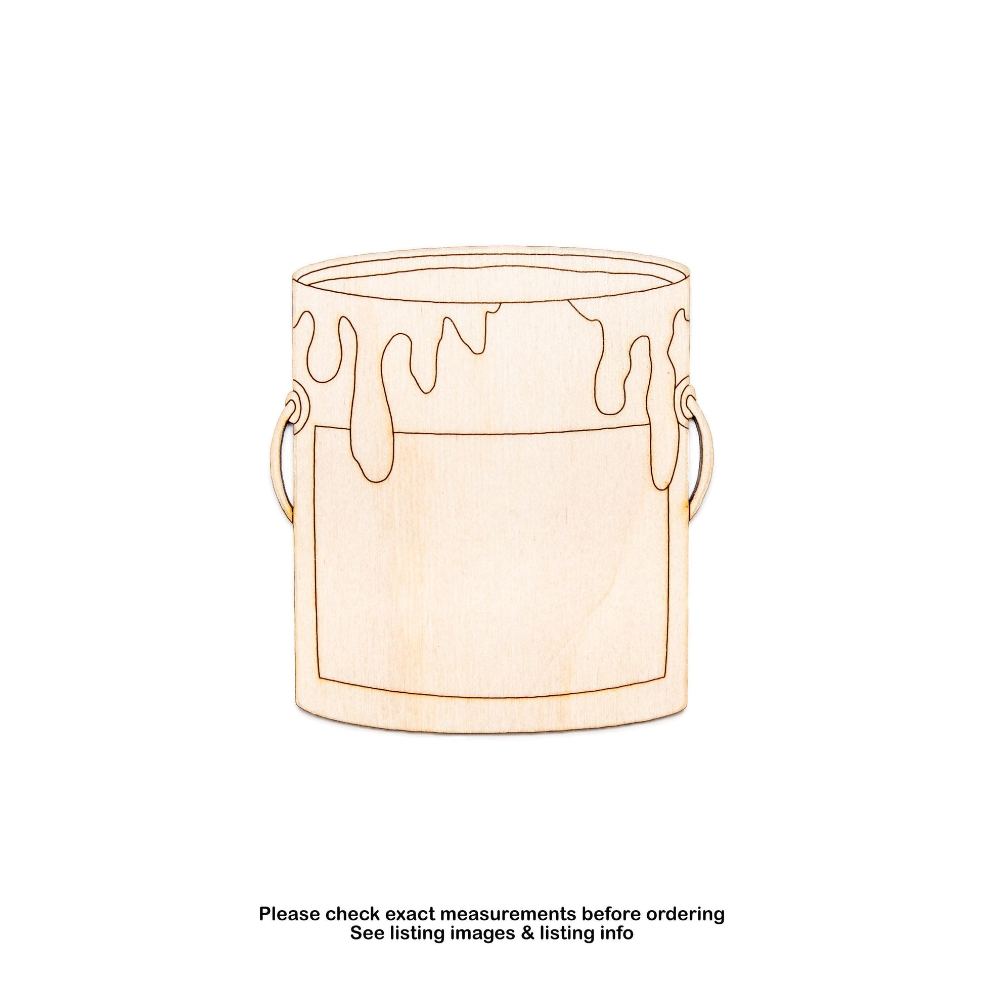 Paint Bucket With Drip Detailed Wood Cutout - Laser Cut Unfinished Craft Shape - Multiple Sizes