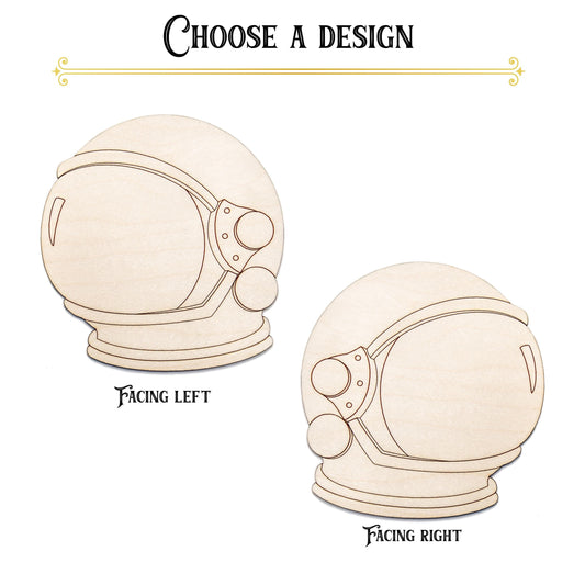 Astronaut Helmet Side View Wood Cutout - Laser Cut Unfinished Craft Shape - Multiple Sizes