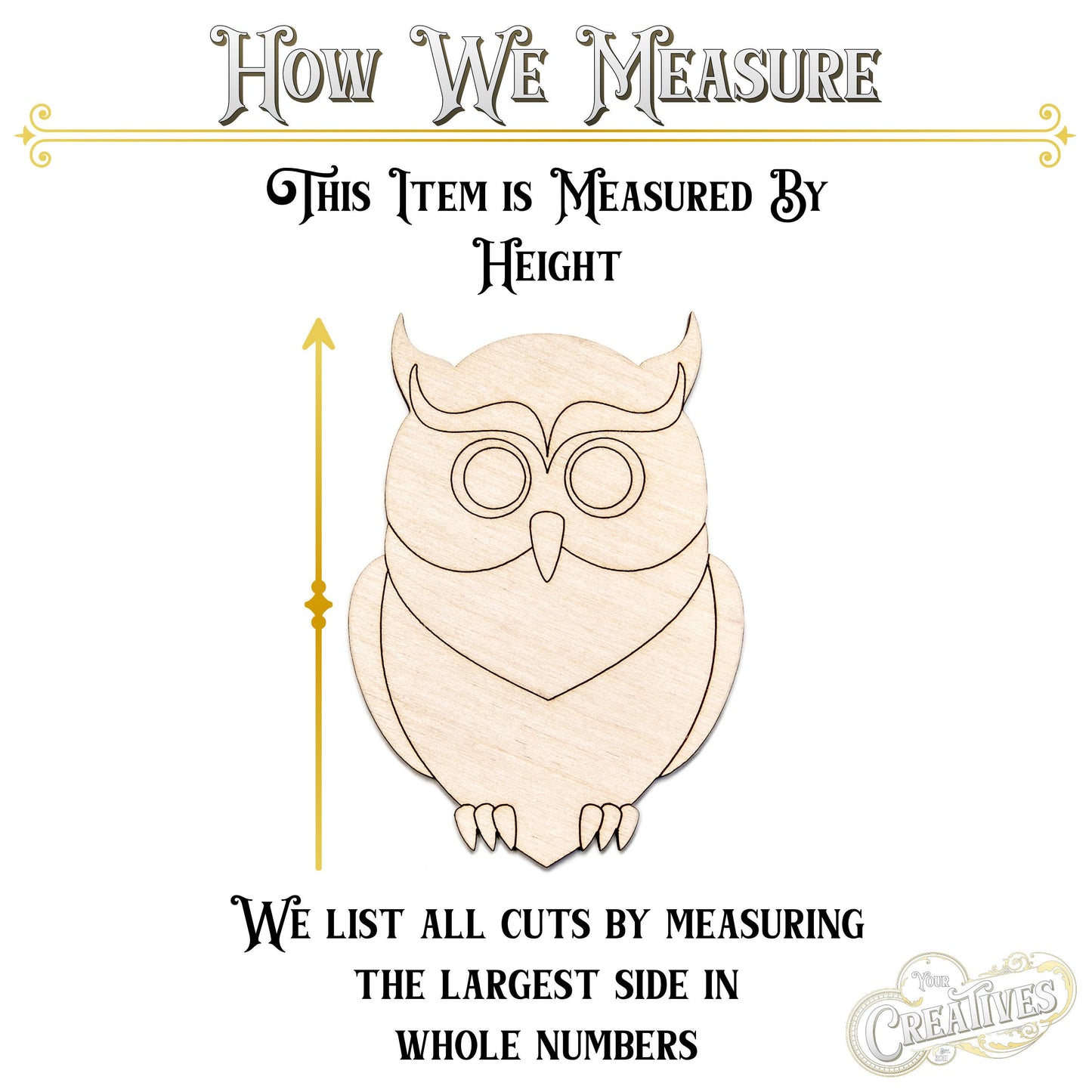 Owl Detailed Wood Cutout - Laser Cut Unfinished Craft Shape - Multiple Sizes