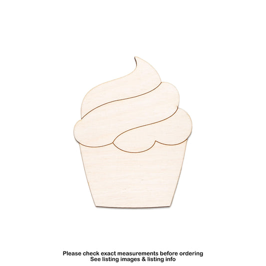 Cupcake Wood Cutout - Laser Cut Unfinished Craft Shape - Multiple Sizes