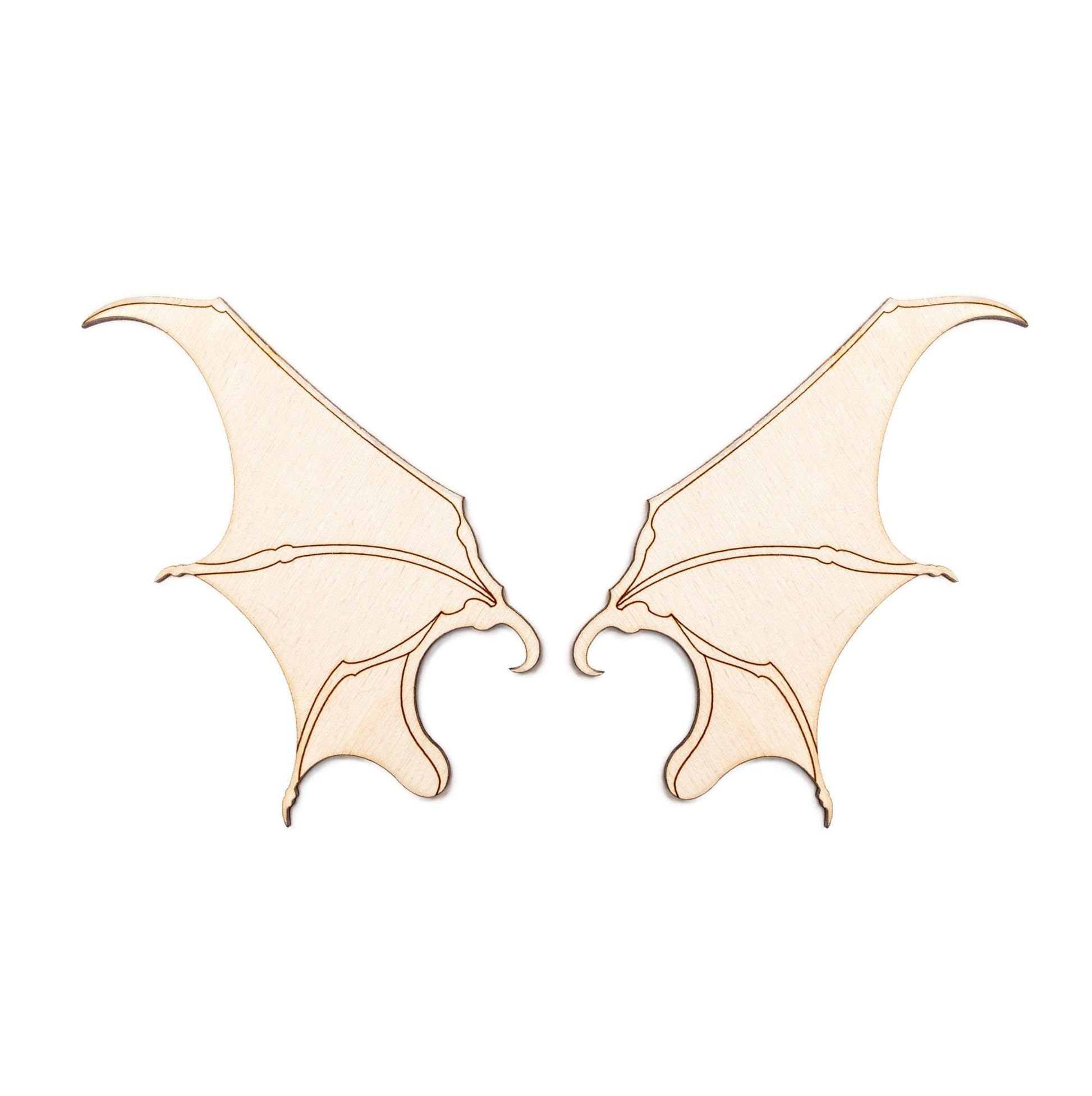 Dragon Wings Detailed Wood Cutout - Laser Cut Unfinished Craft Shape - Multiple Sizes