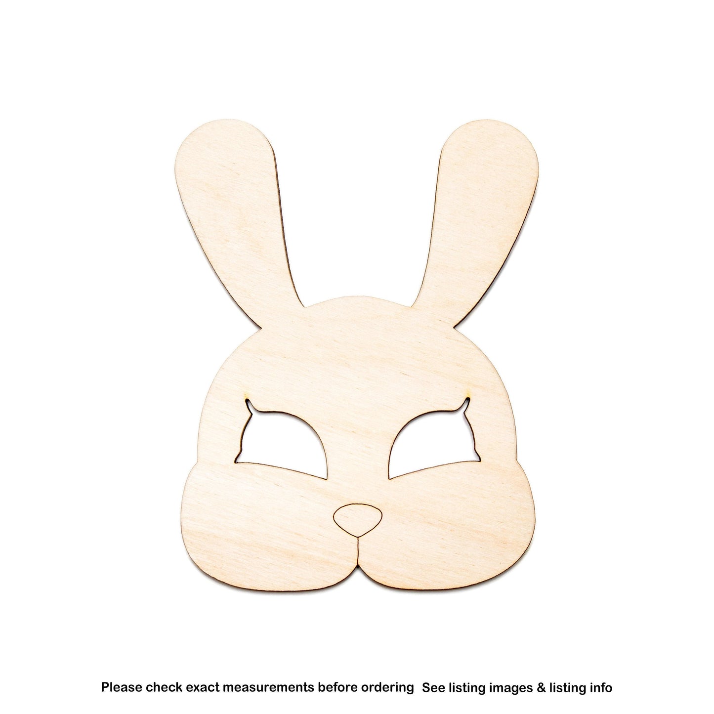 Bunny Masquerade Mask Wood Cutout - Laser Cut Unfinished Craft Shape - Multiple Sizes