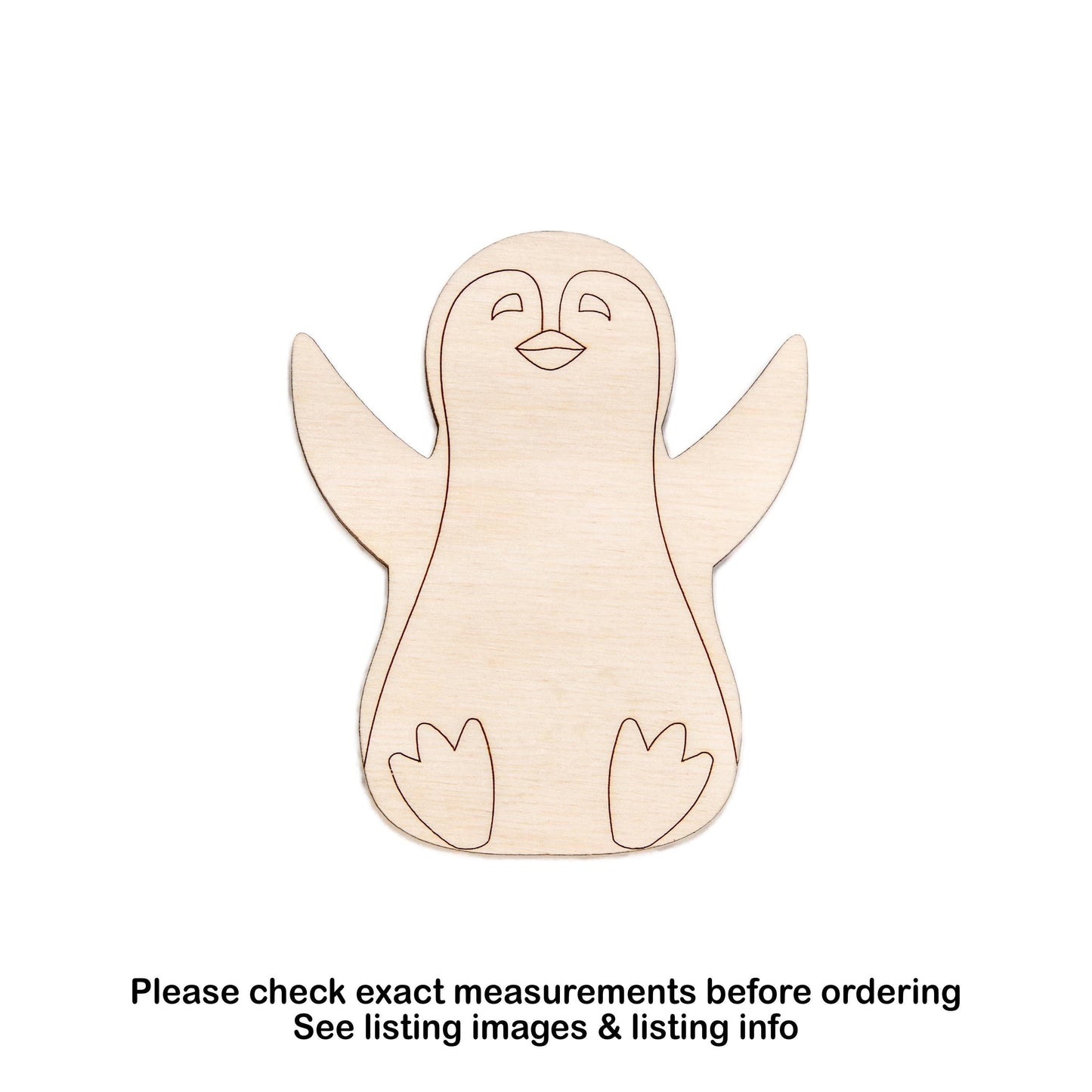 Penguin Sliding Wood Cutout - Laser Cut Unfinished Craft Shape - Multiple Sizes