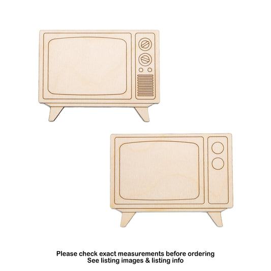 Retro TV With Feet Wood Cutout - Laser Cut Unfinished Craft Shape - Multiple Sizes