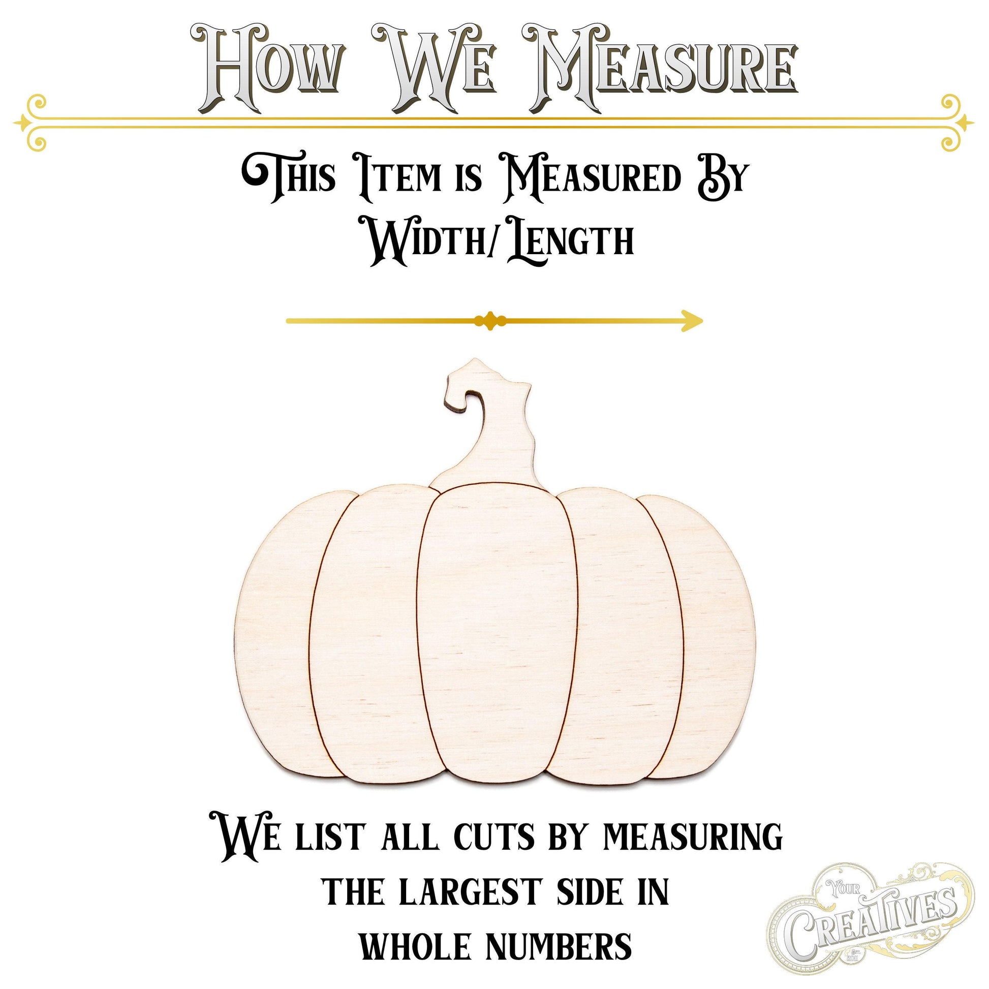 Wide Fall Pumpkin Wood Cutout - Laser Cut Unfinished Craft Shape - Multiple Sizes