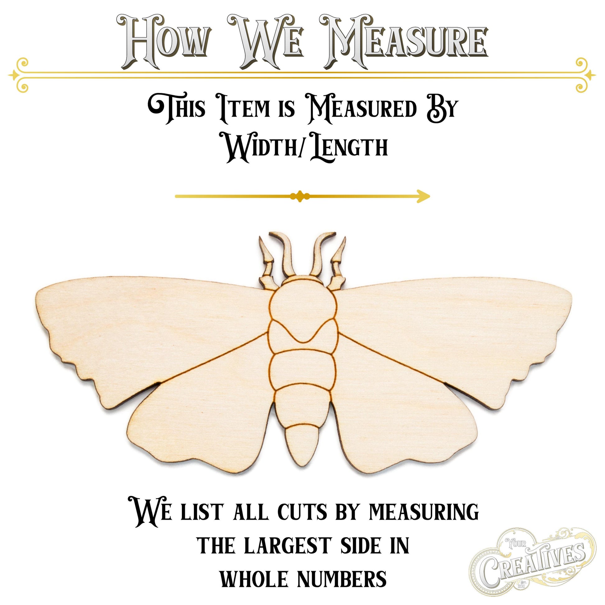 Moth Detailed Wood Cutout - Laser Cut Unfinished Craft Shape - Multiple Sizes