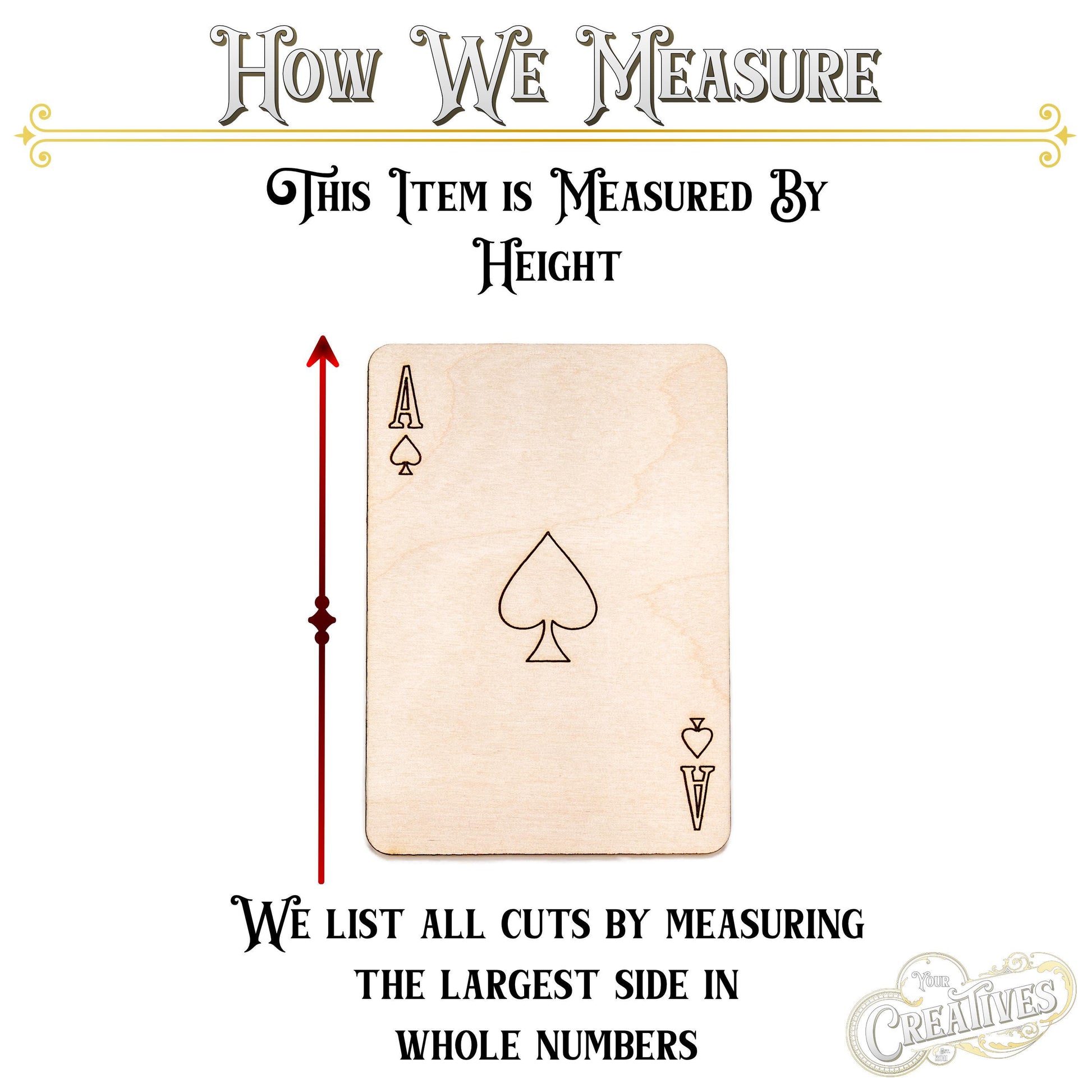 Ace Cards Detailed Wood Cutout - Laser Cut Unfinished Craft Shape - Multiple Sizes