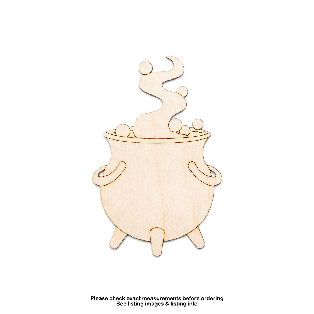 Witch Cauldron Detailed Wood Cutout - Laser Cut Unfinished Craft Shape - Multiple Sizes