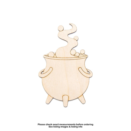 Witch Cauldron Detailed Wood Cutout - Laser Cut Unfinished Craft Shape - Multiple Sizes
