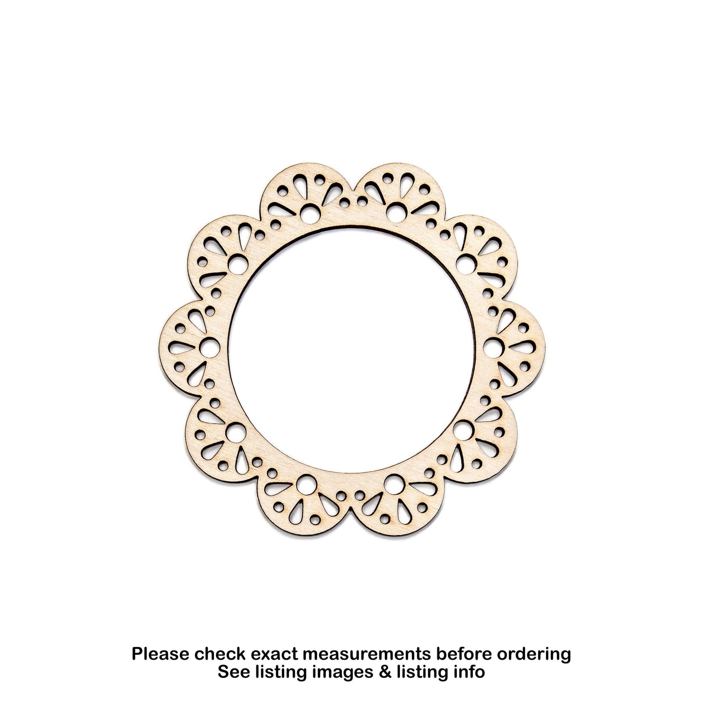 Doily Border Round Detailed Wood Cutout - Laser Cut Unfinished Craft Shape - Multiple Sizes