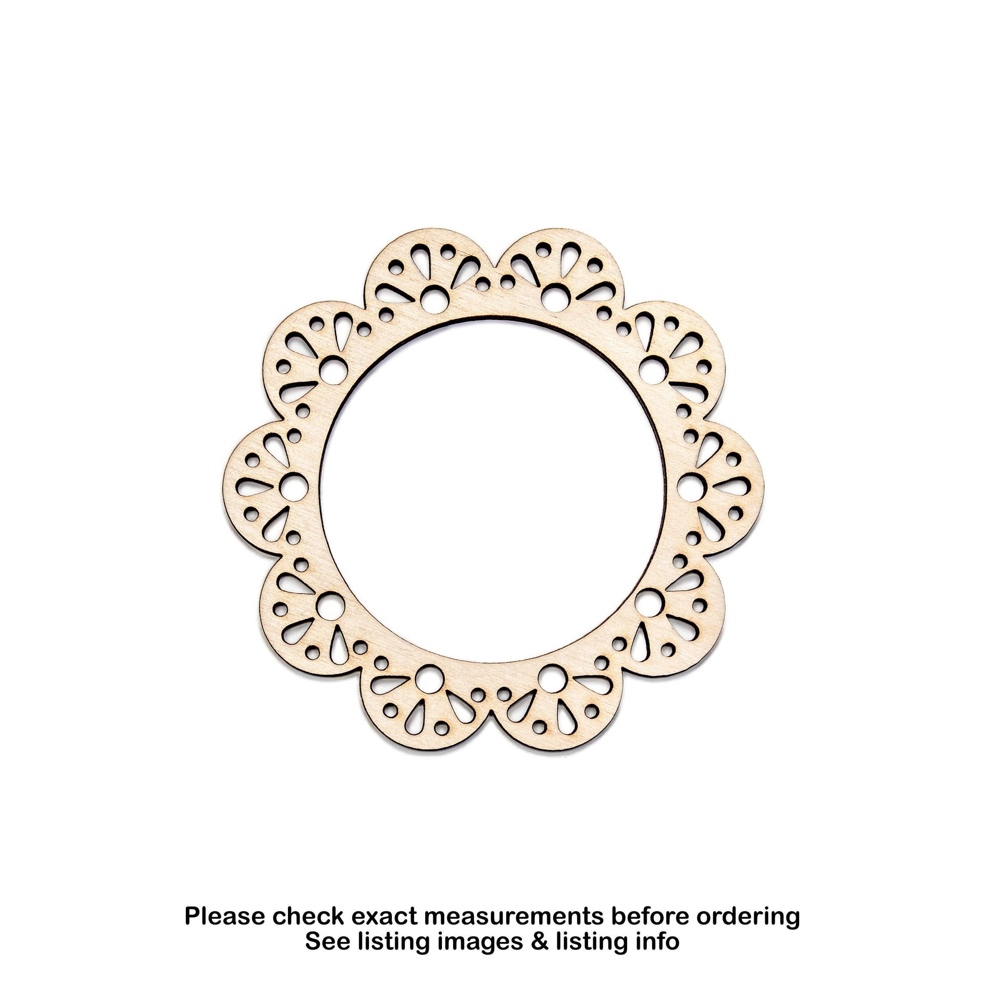 Doily Border Round Detailed Wood Cutout - Laser Cut Unfinished Craft Shape - Multiple Sizes