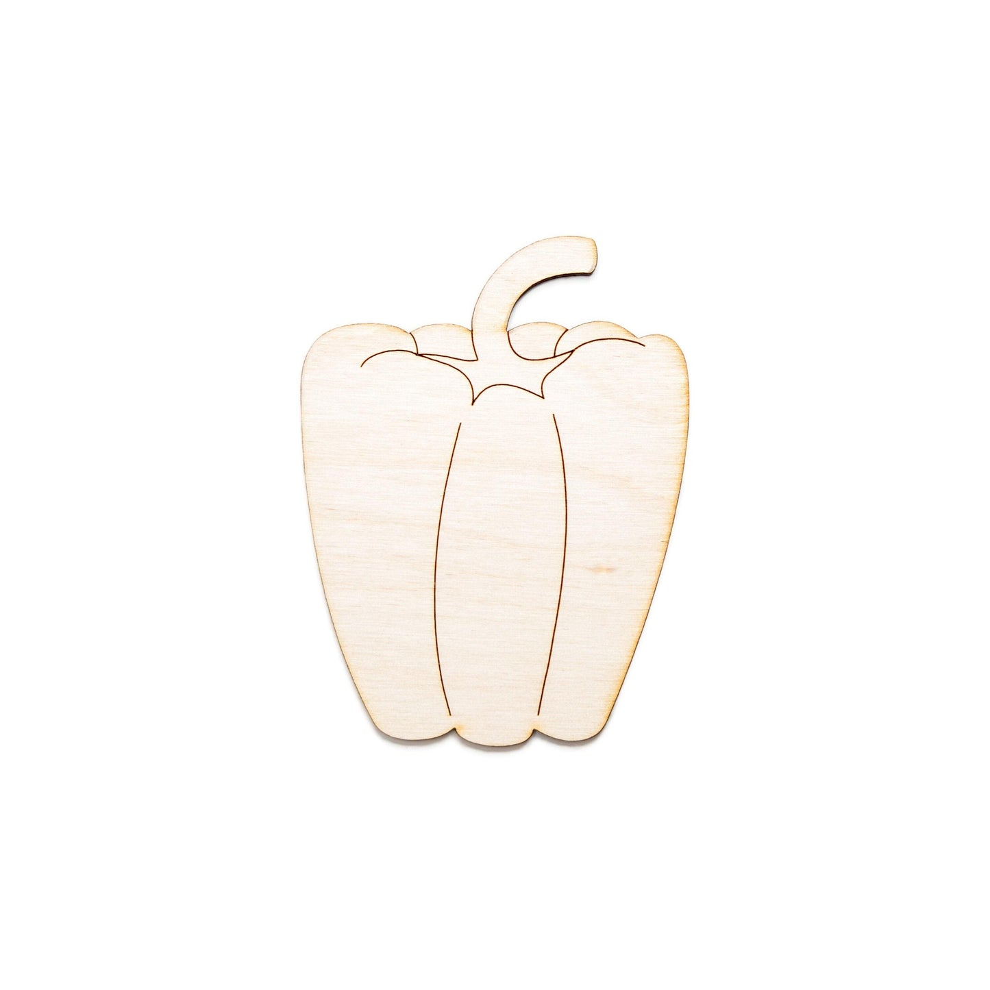 Bell Pepper Wood Cutout - Laser Cut Unfinished Craft Shape - Multiple Sizes