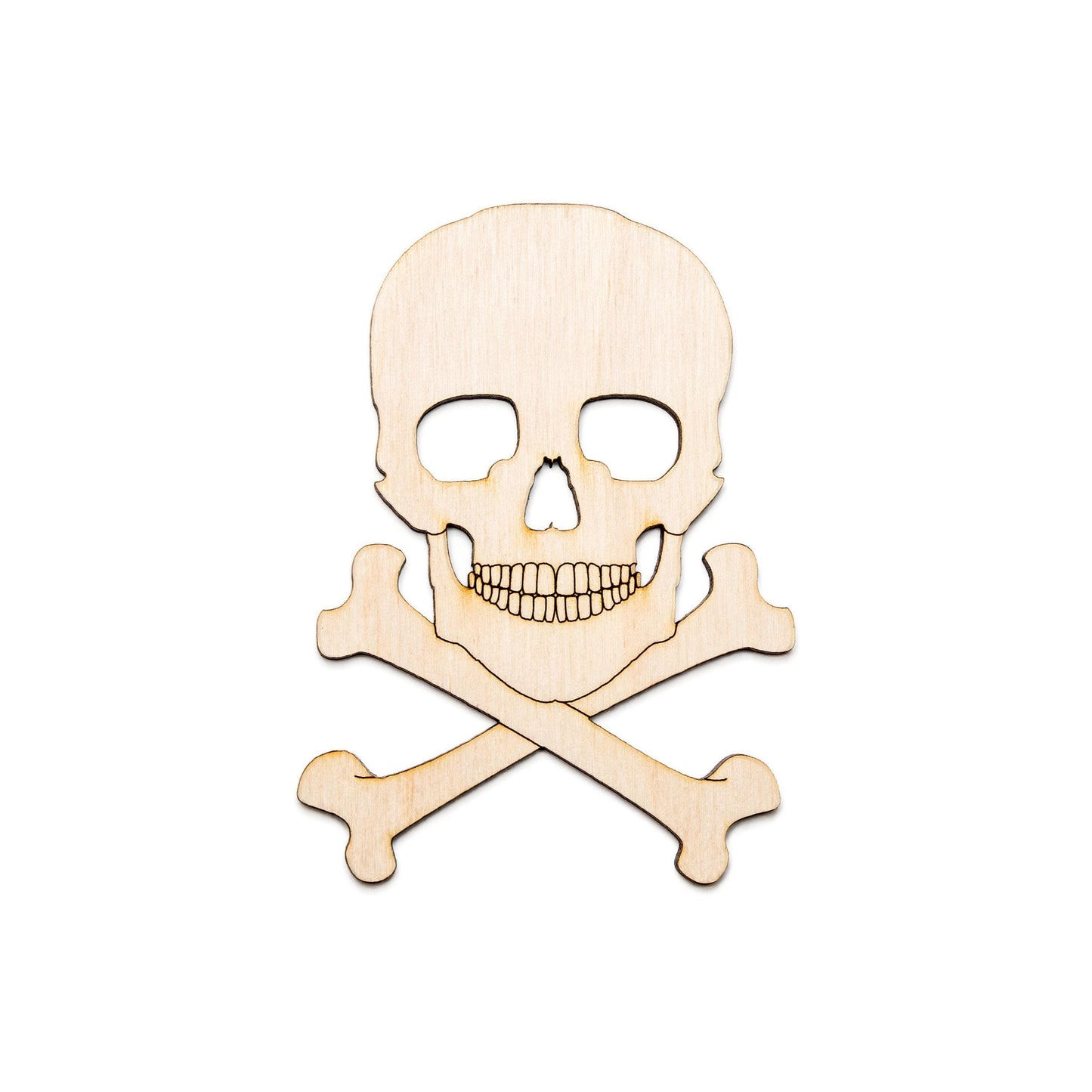 Skull and Crossbones Stacked Wood Cutout - Laser Cut Unfinished Craft Shape - Multiple Sizes