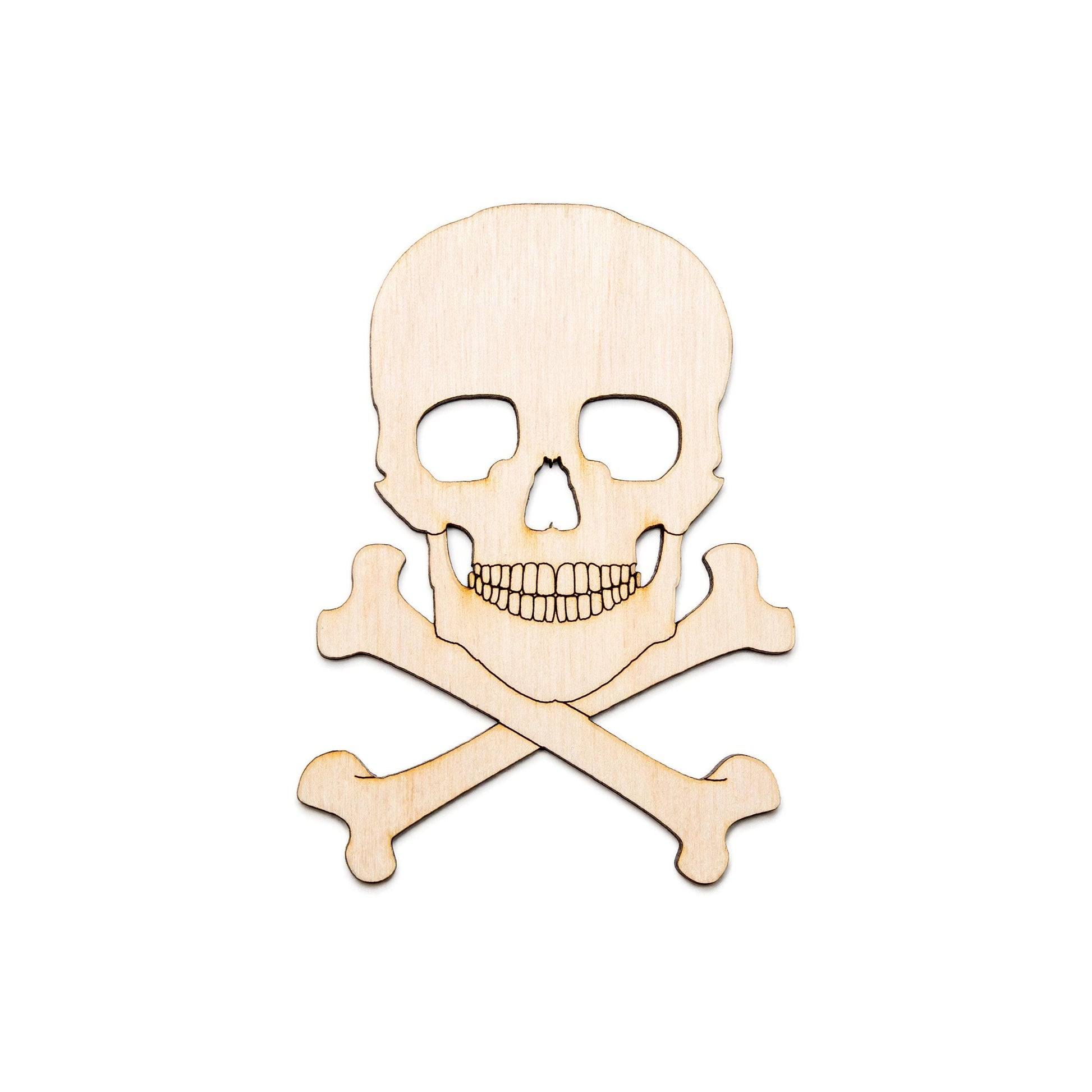 Skull and Crossbones Stacked Wood Cutout - Laser Cut Unfinished Craft Shape - Multiple Sizes