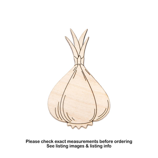 Garlic Bulb With Sprouts Detailed Wood Cutout - Laser Cut Unfinished Craft Shape - Multiple Sizes