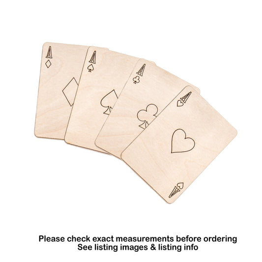 Ace Cards Detailed Wood Cutout - Laser Cut Unfinished Craft Shape - Multiple Sizes