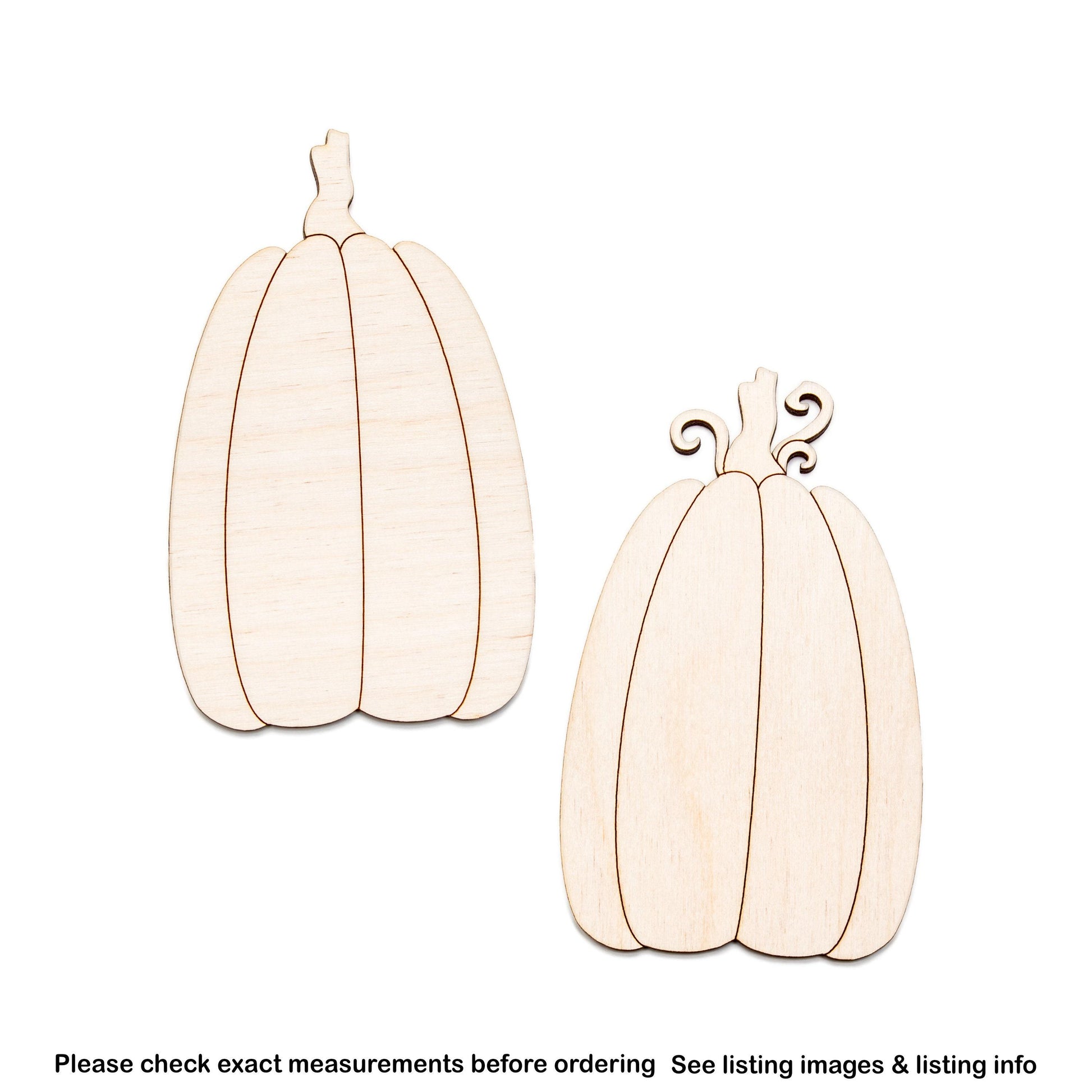 Fall Pumpkin With Vines Tall Wood Cutout - Laser Cut Unfinished Craft Shape - Multiple Sizes