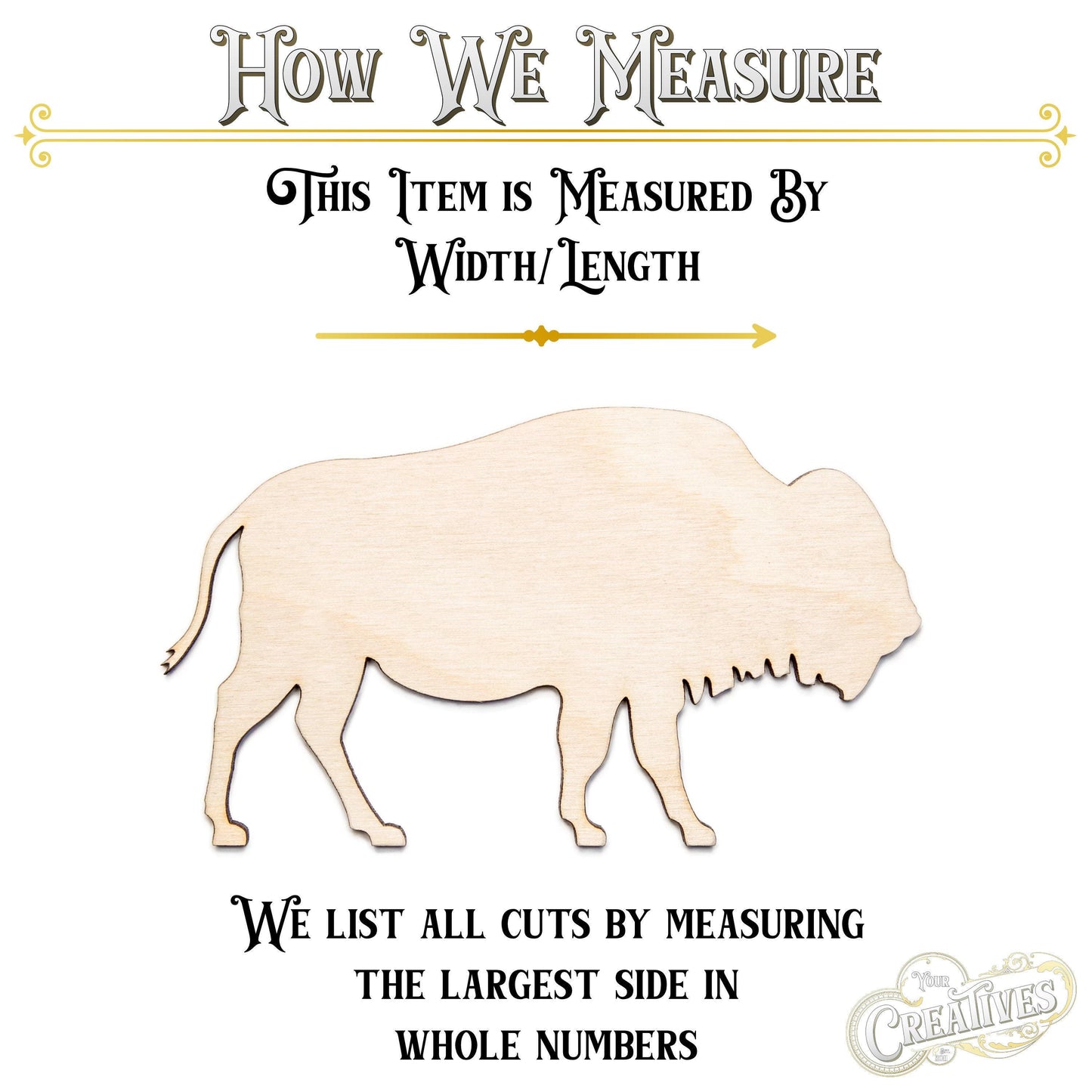 Bison Blank Wood Cutout - Laser Cut Unfinished Craft Shape - Multiple Sizes