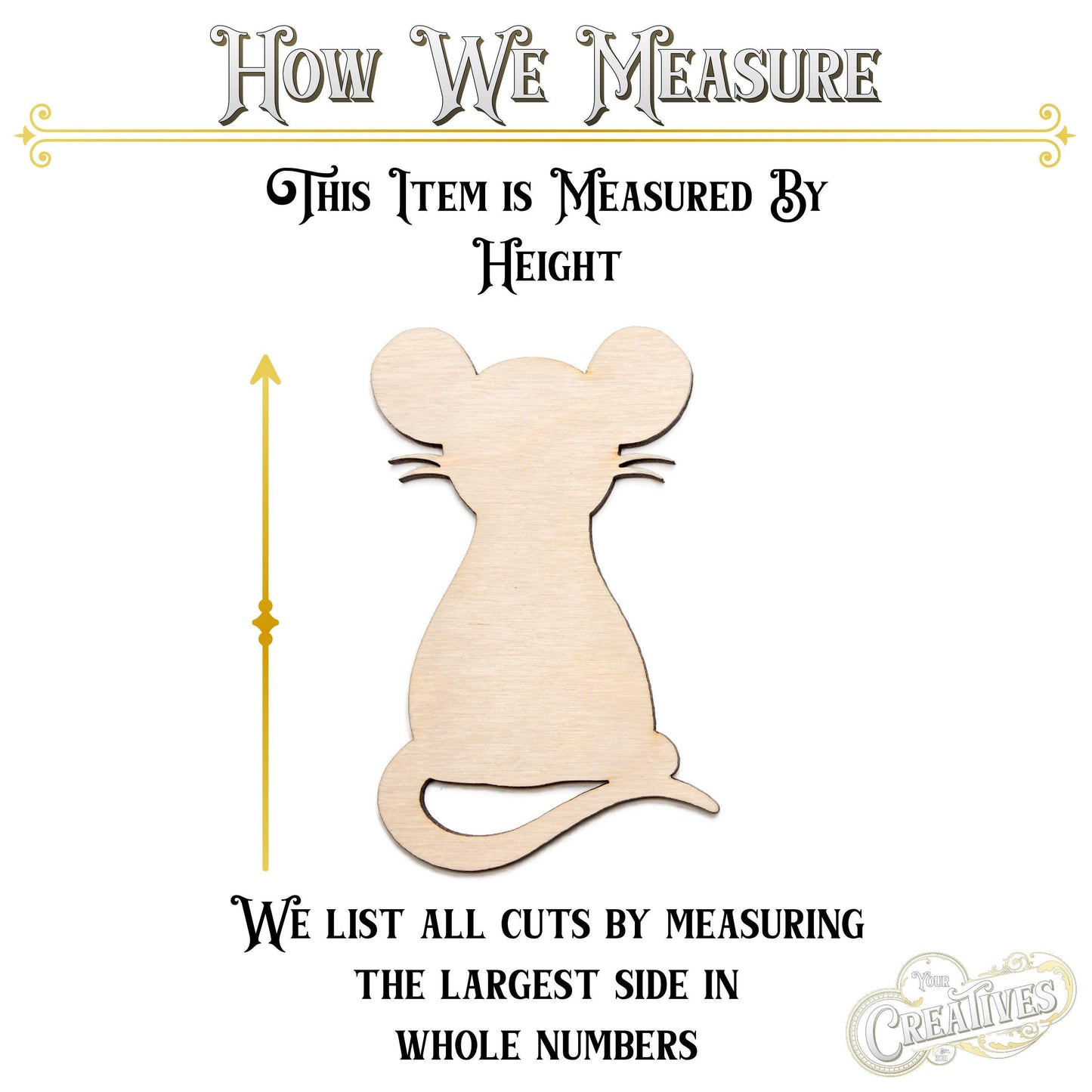 Mouse Blank Wood Cutout - Laser Cut Unfinished Craft Shape - Multiple Sizes