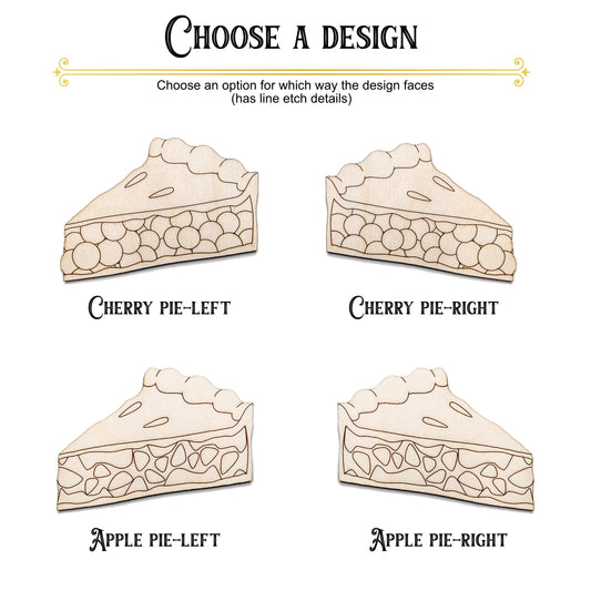 Cherry and Apple Pie Detailed Wood Cutout - Laser Cut Unfinished Craft Shape - Multiple Sizes