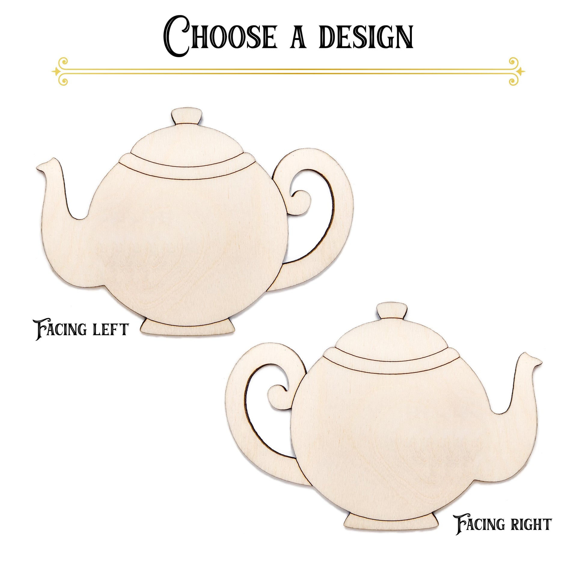 Teapot Wood Cutout - Laser Cut Unfinished Craft Shape - Multiple Sizes