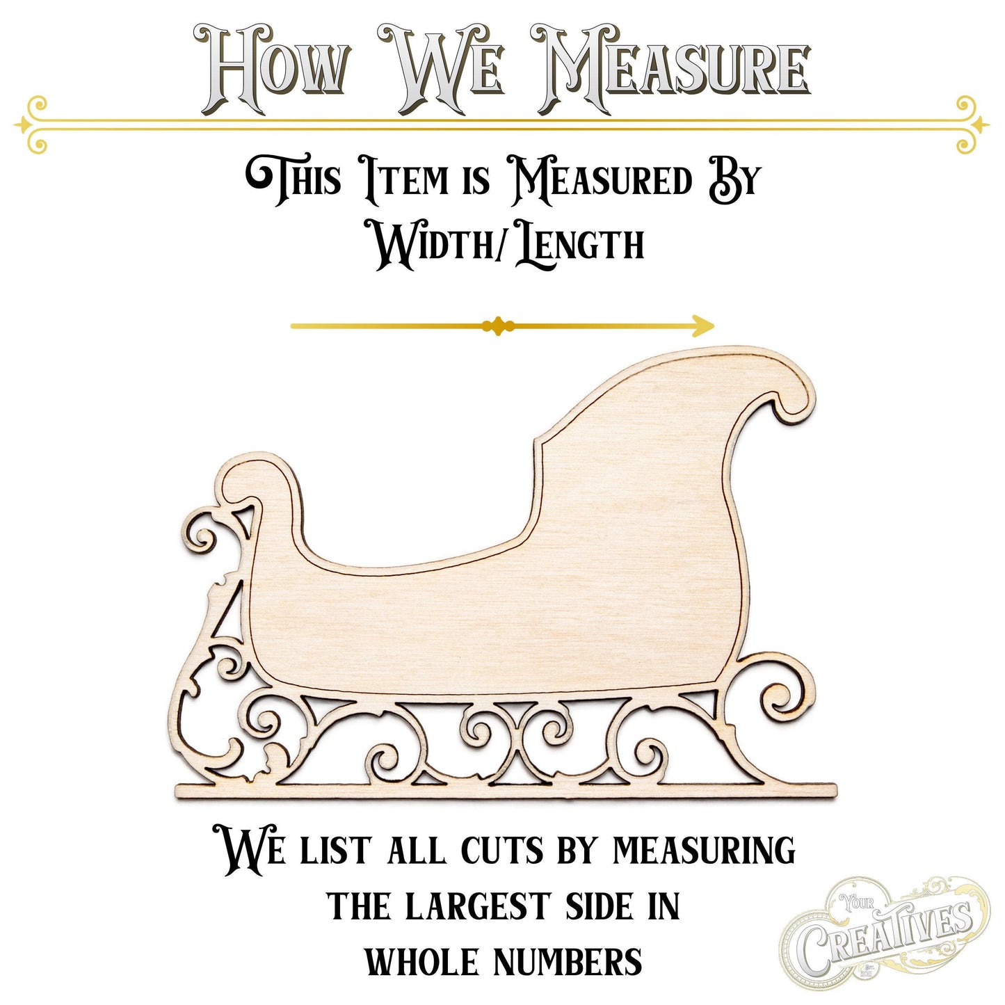 Santa S Sleigh Detailed Wood Cutout - Laser Cut Unfinished Craft Shape - Multiple Sizes