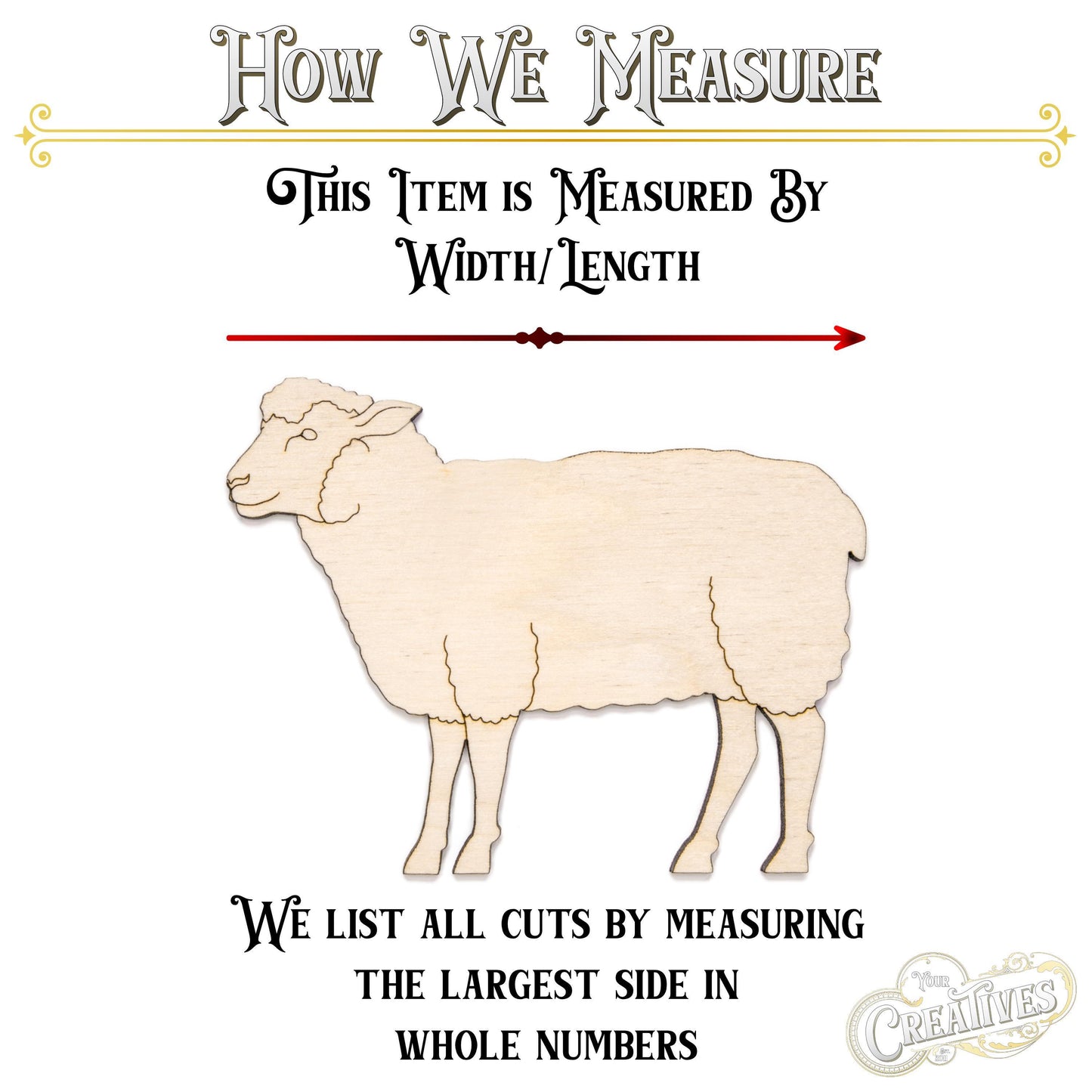 Standing Sheep Detailed Wood Cutout - Laser Cut Unfinished Craft Shape - Multiple Sizes