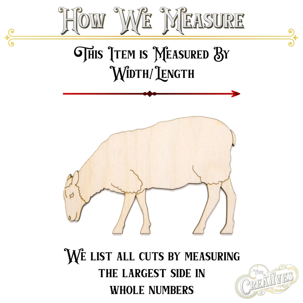 Sheep Grazing Detailed Wood Cutout - Laser Cut Unfinished Craft Shape - Multiple Sizes