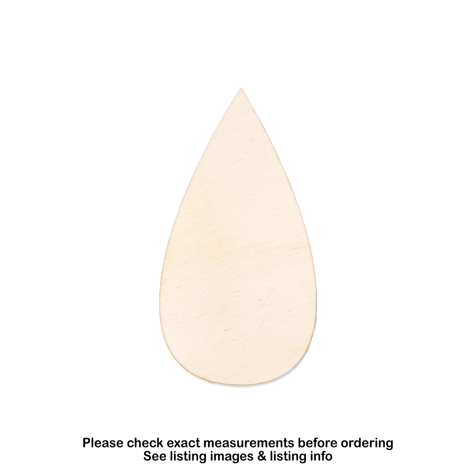 Tear Drop Blank Wood Cutout - Laser Cut Unfinished Craft Shape - Multiple Sizes