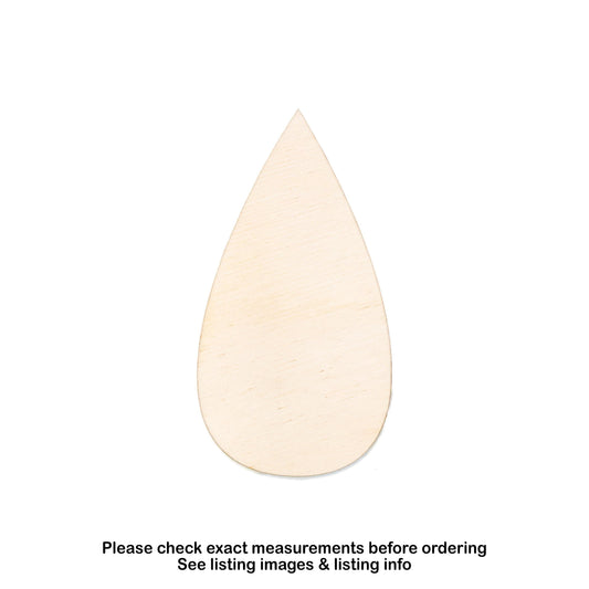 Tear Drop Blank Wood Cutout - Laser Cut Unfinished Craft Shape - Multiple Sizes