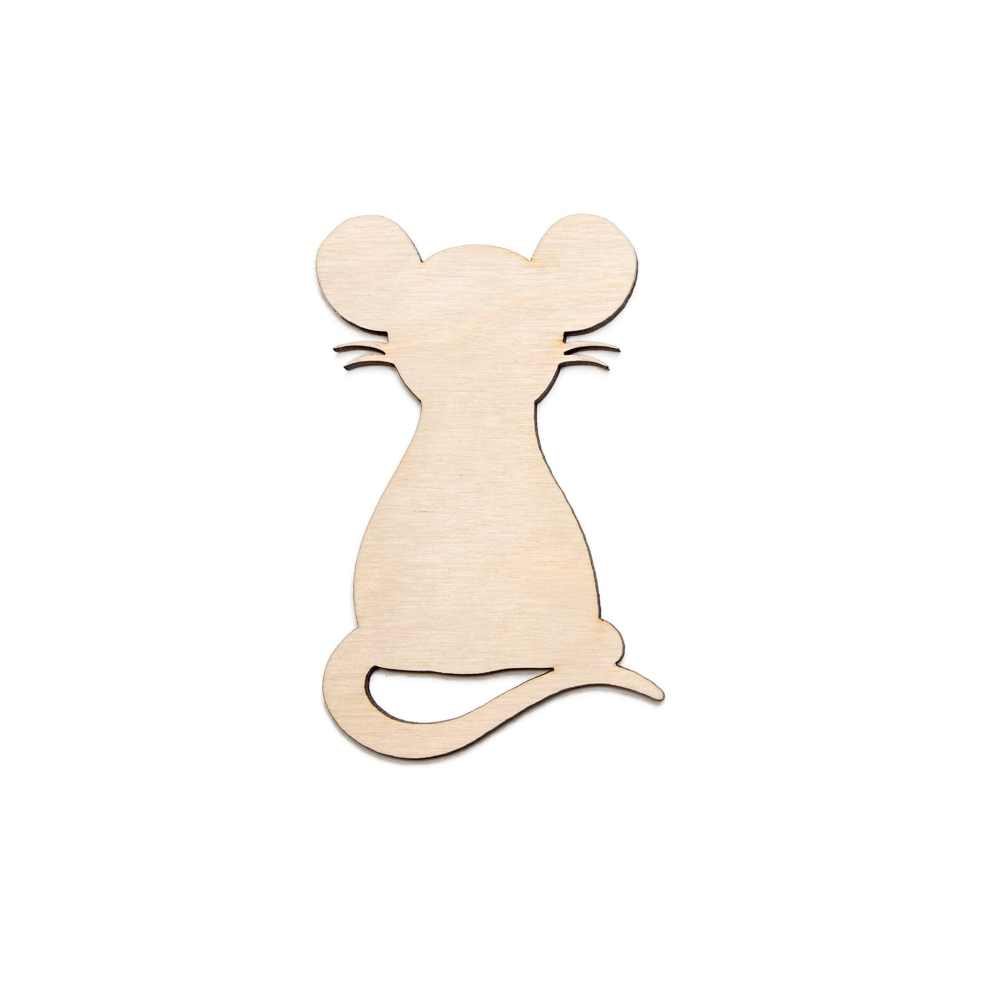 Mouse Blank Wood Cutout - Laser Cut Unfinished Craft Shape - Multiple Sizes