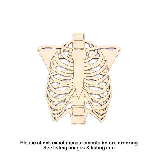 Ribcage Wood Cutout - Laser Cut Unfinished Craft Shape - Multiple Sizes