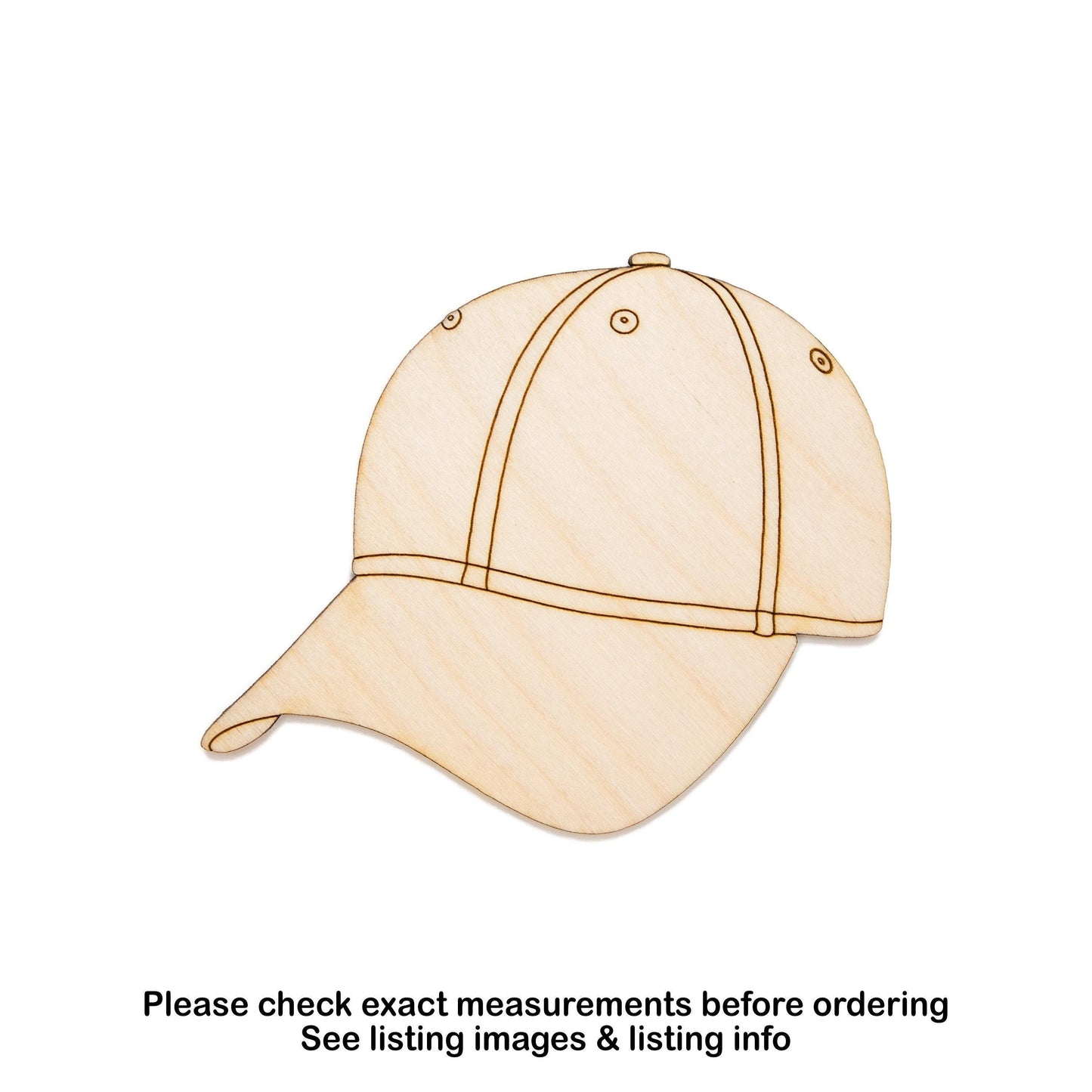 Baseball Cap Angle Wood Cutout Wood Cutout - Laser Cut Unfinished Craft Shape - Multiple Sizes