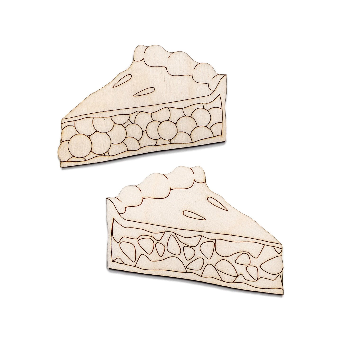 Cherry and Apple Pie Detailed Wood Cutout - Laser Cut Unfinished Craft Shape - Multiple Sizes