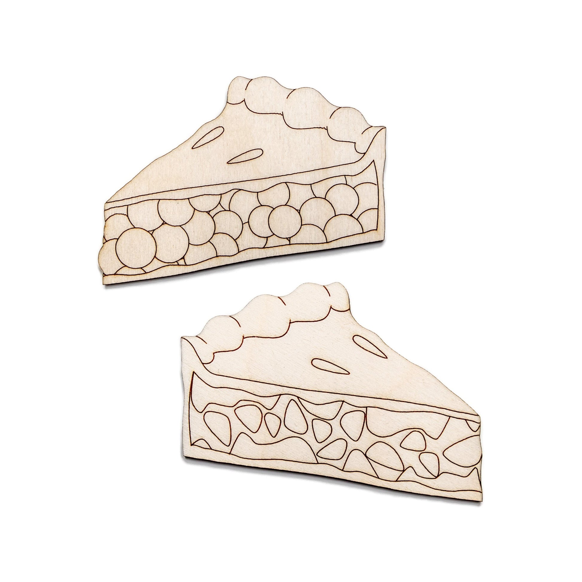 Cherry and Apple Pie Detailed Wood Cutout - Laser Cut Unfinished Craft Shape - Multiple Sizes