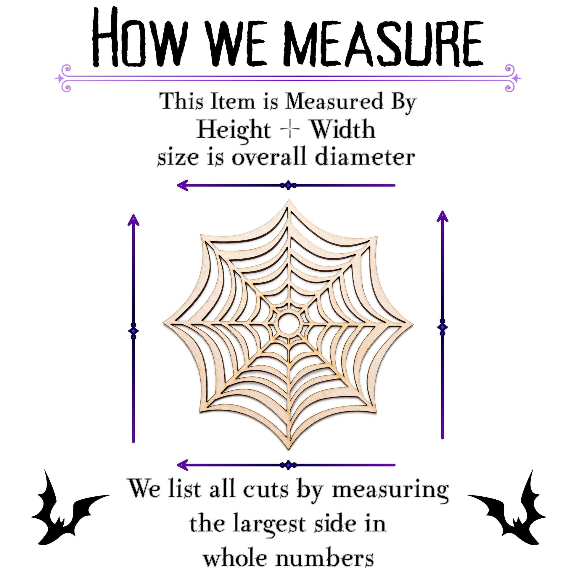 Spider Web Round Wood Cutout - Laser Cut Unfinished Craft Shape - Multiple Sizes