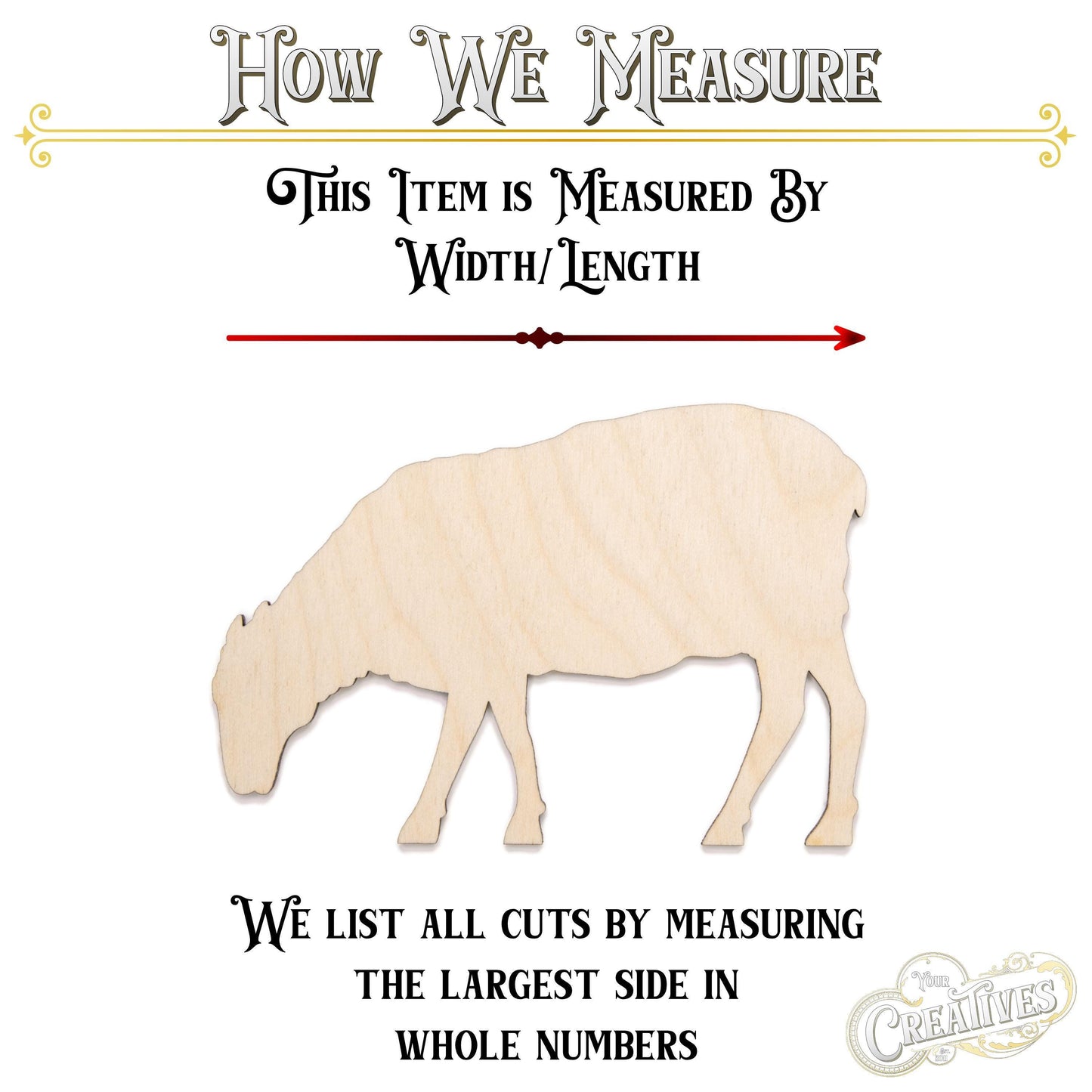 Sheep Grazing Blank Wood Cutout - Laser Cut Unfinished Craft Shape - Multiple Sizes